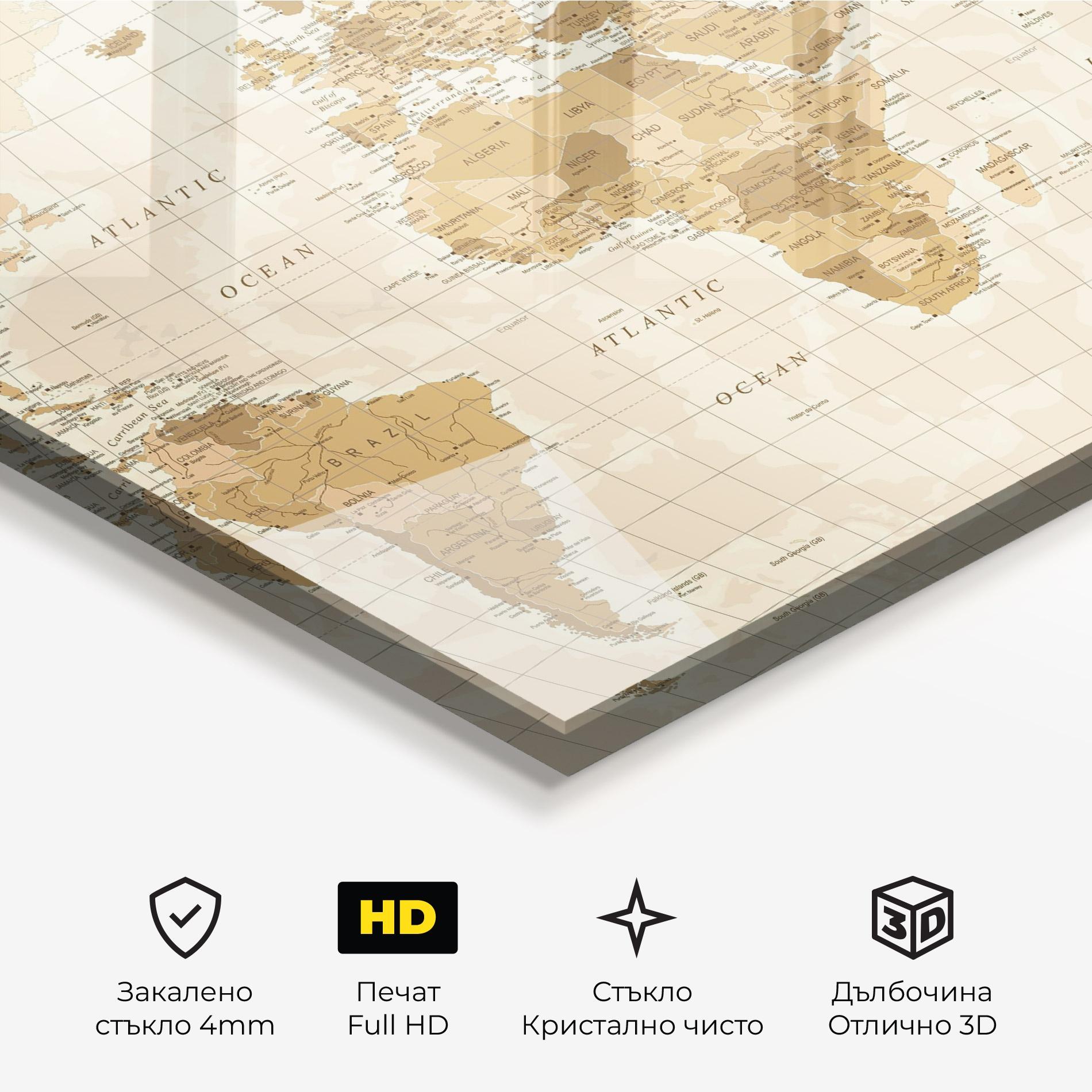 Стъклена картина Cream Color Map mockup 3