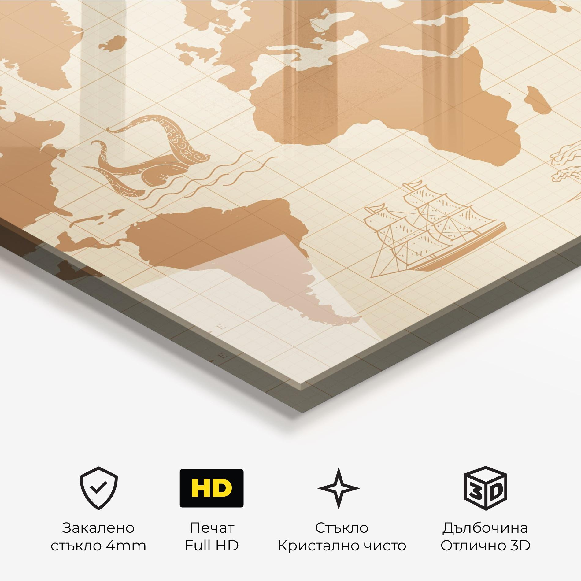 Стъклена картина Light Cream Map mockup 3