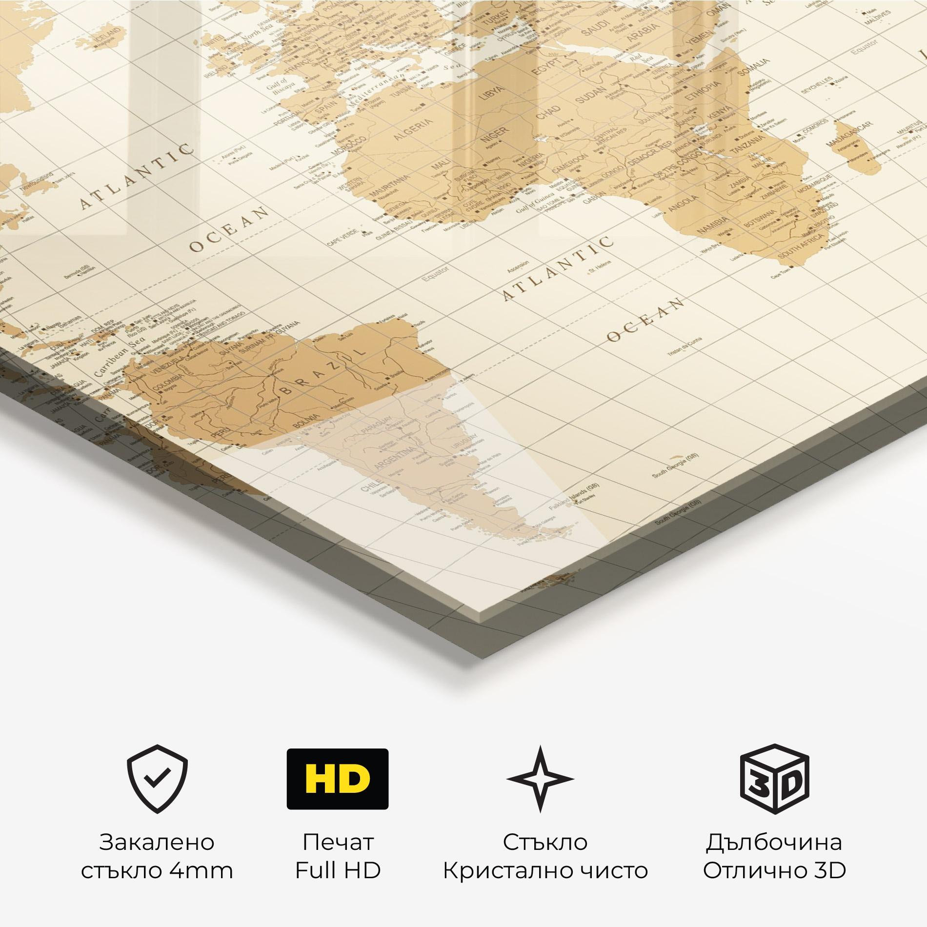 Стъклена картина Old Map Cream mockup 3