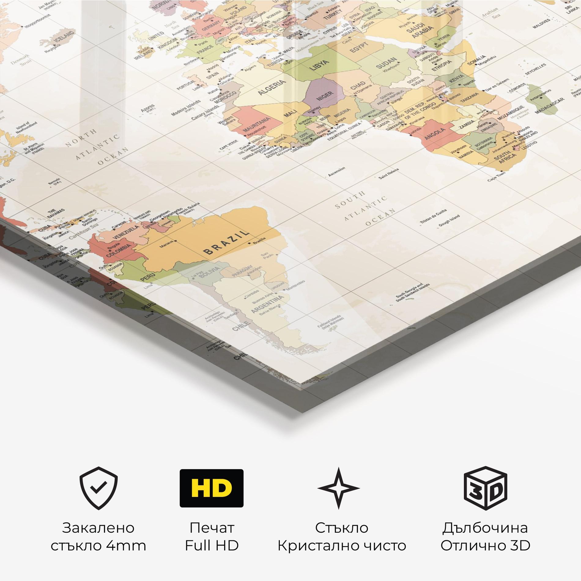 Стъклена картина Orange Cream Map mockup 3