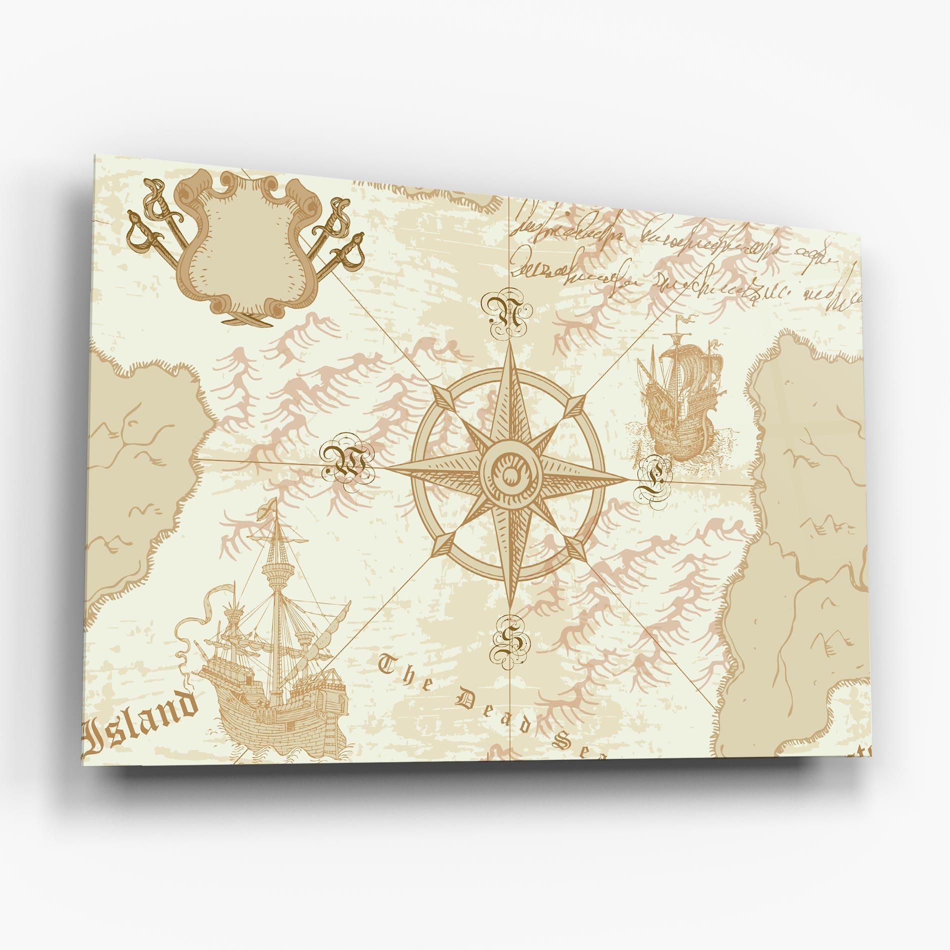 Стъклена картина Cream Compass mockup 6