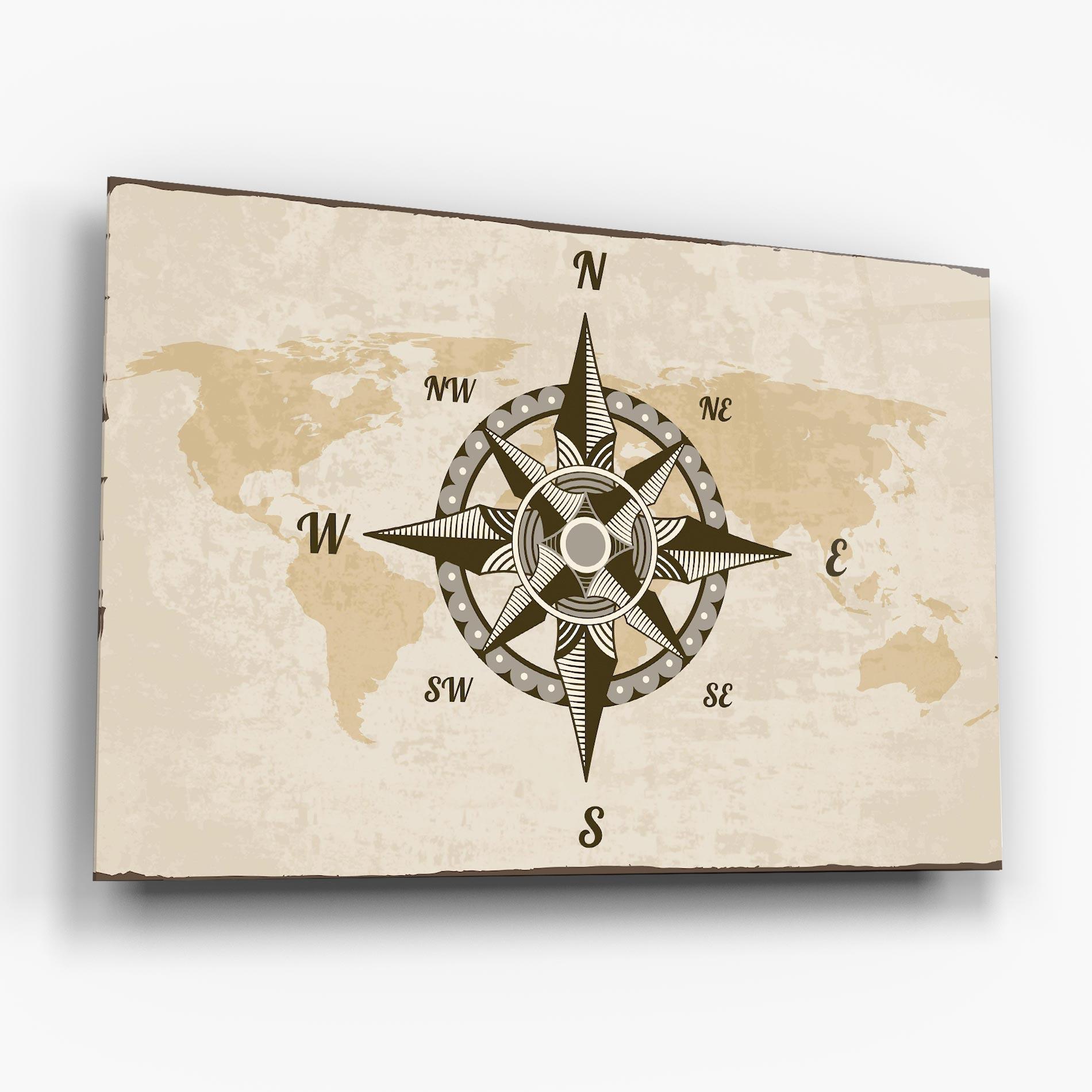 Стъклена картина Nautical Compass mockup 6