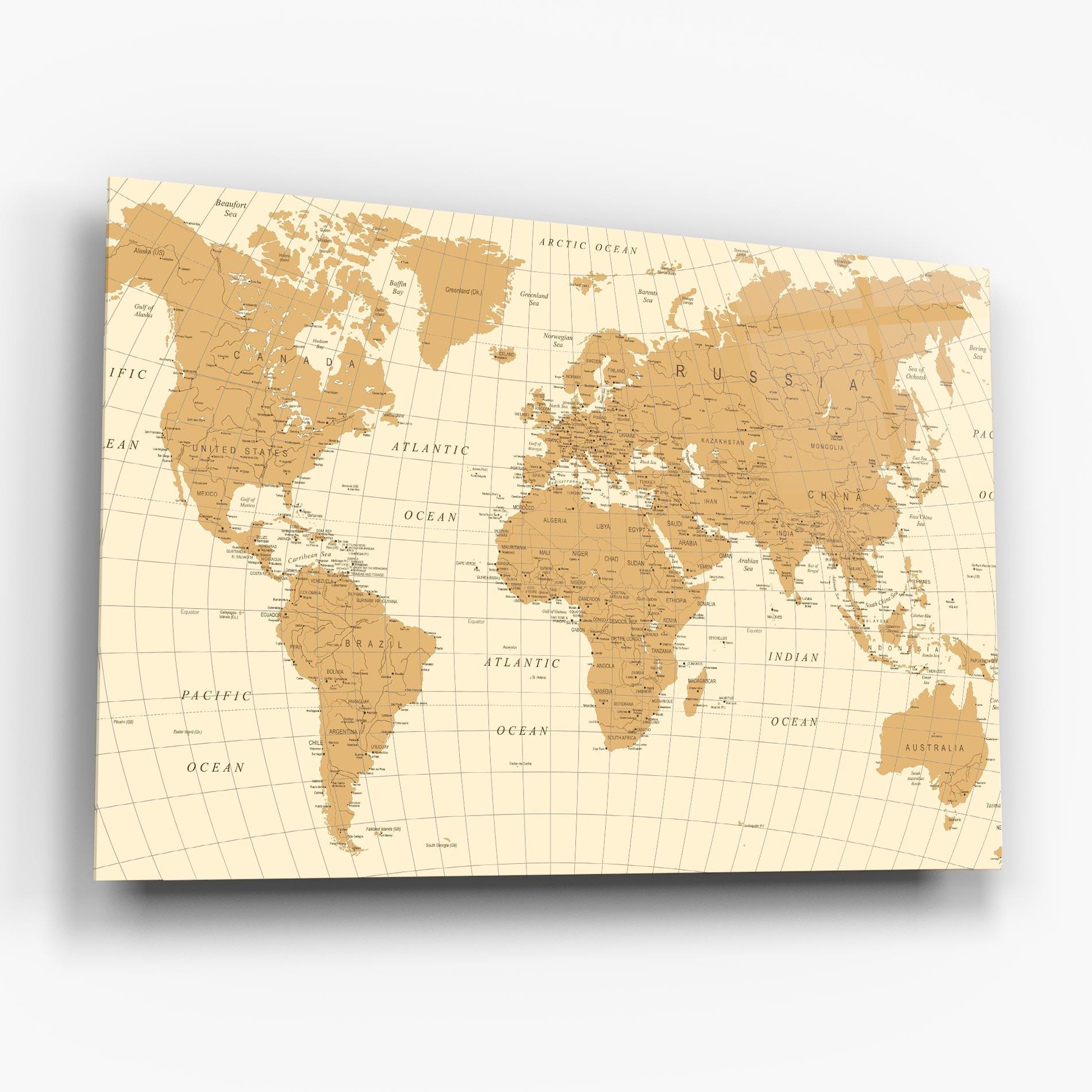 Стъклена картина Old Map Cream mockup 6