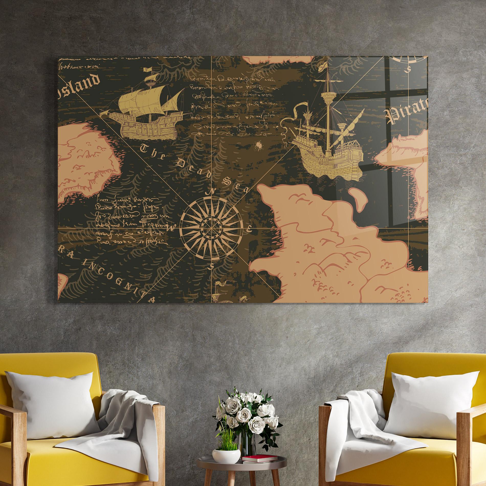 Стъклена картина Cool Old Map mockup 4