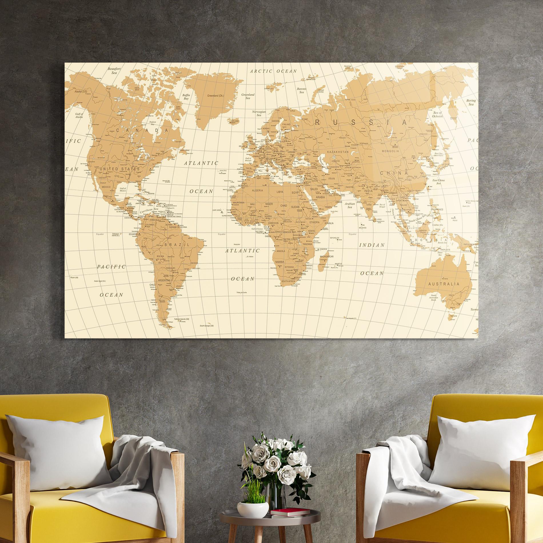 Стъклена картина Old Map Cream mockup 4