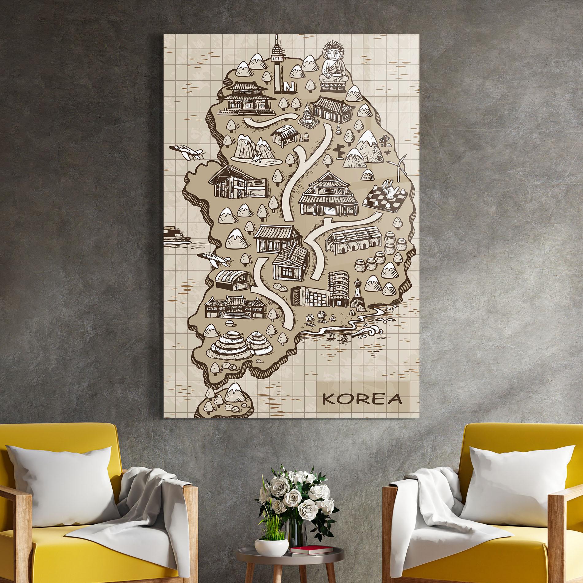 Стъклена картина Old Korea Map mockup 4