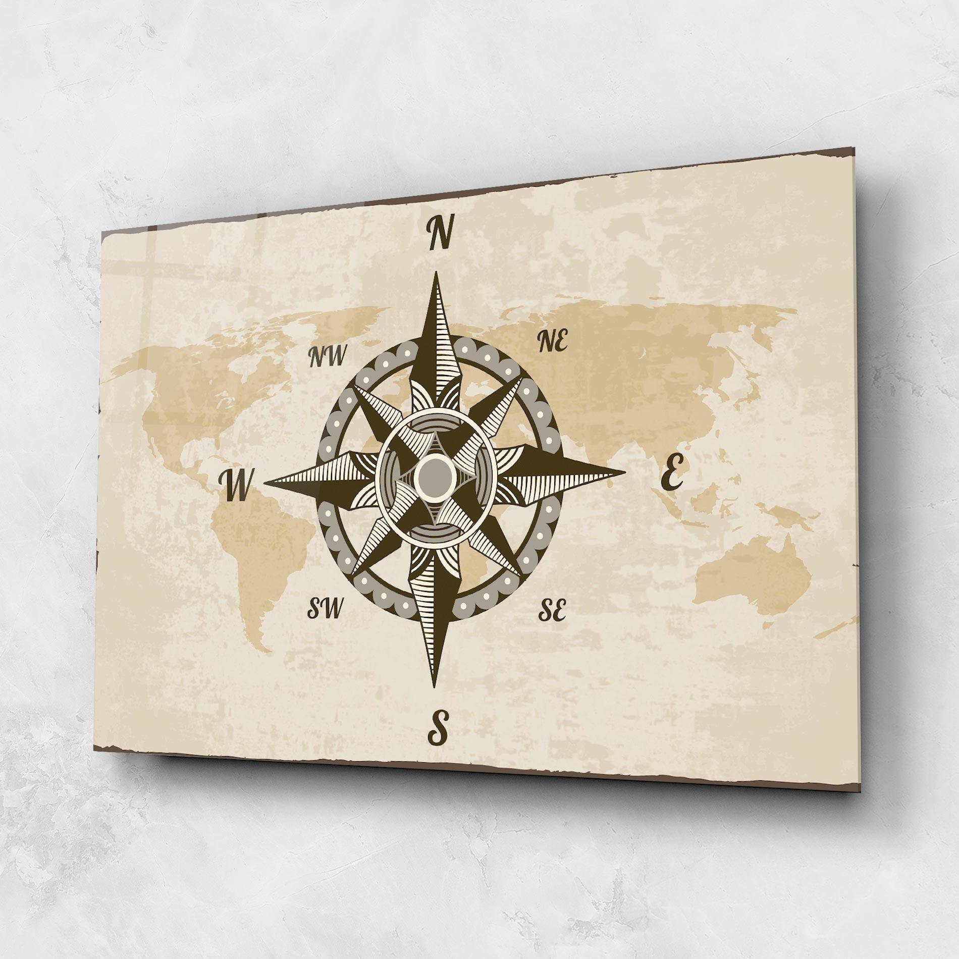 Стъклена картина Nautical Compass mockup 1