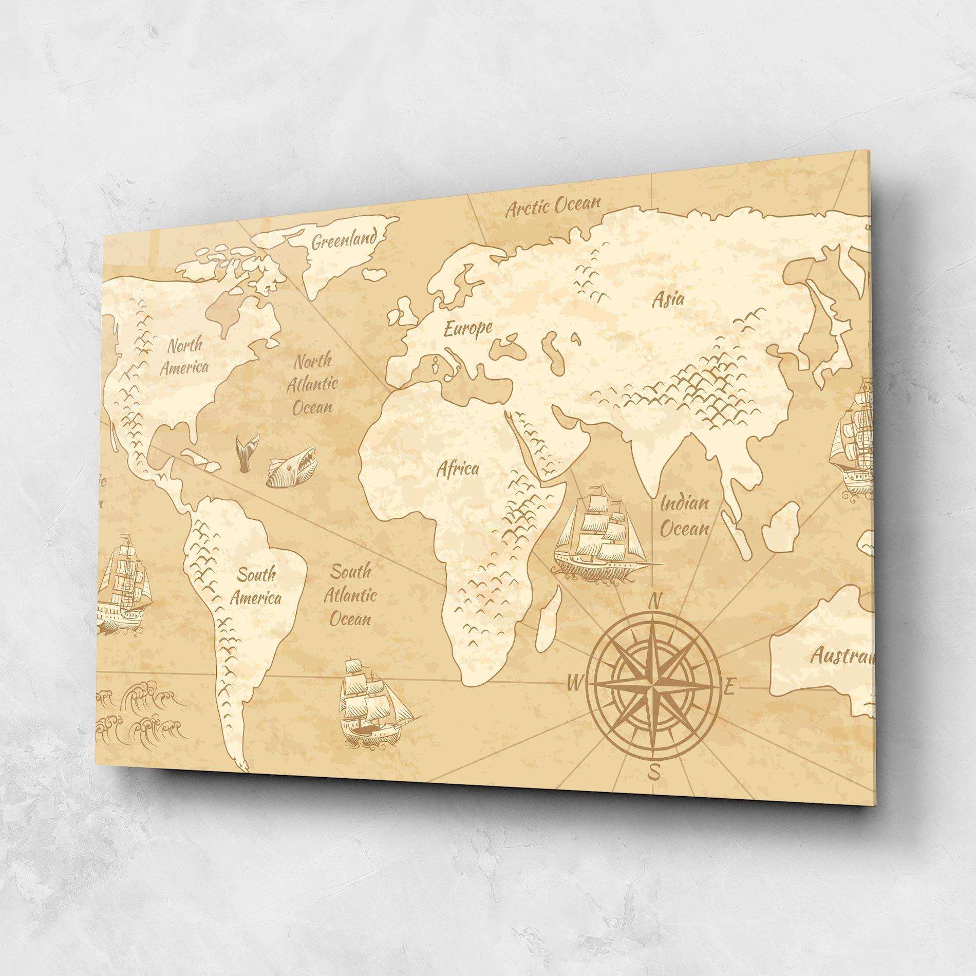 Стъклена картина Old Continents Map mockup 1