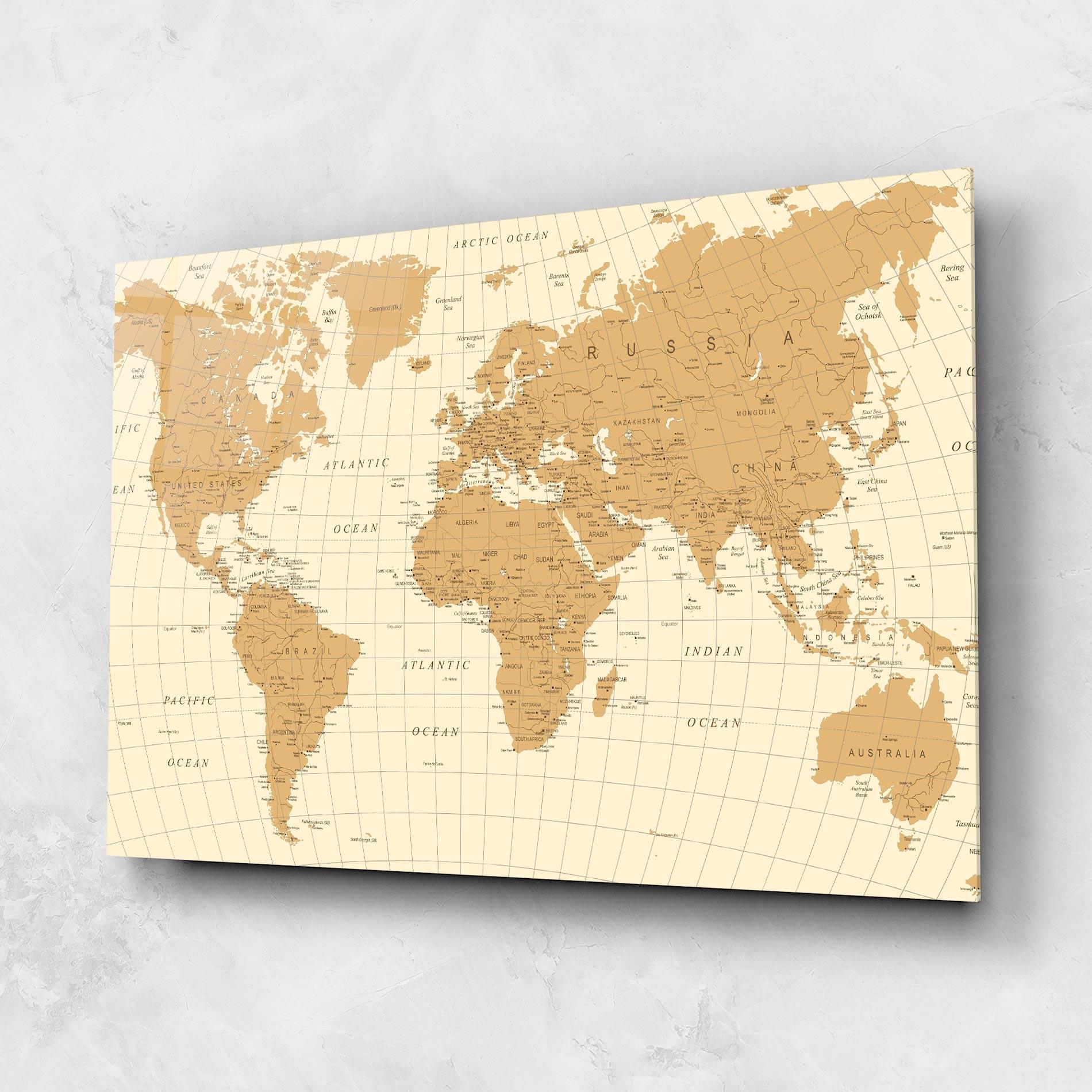 Стъклена картина Old Map Cream mockup 1