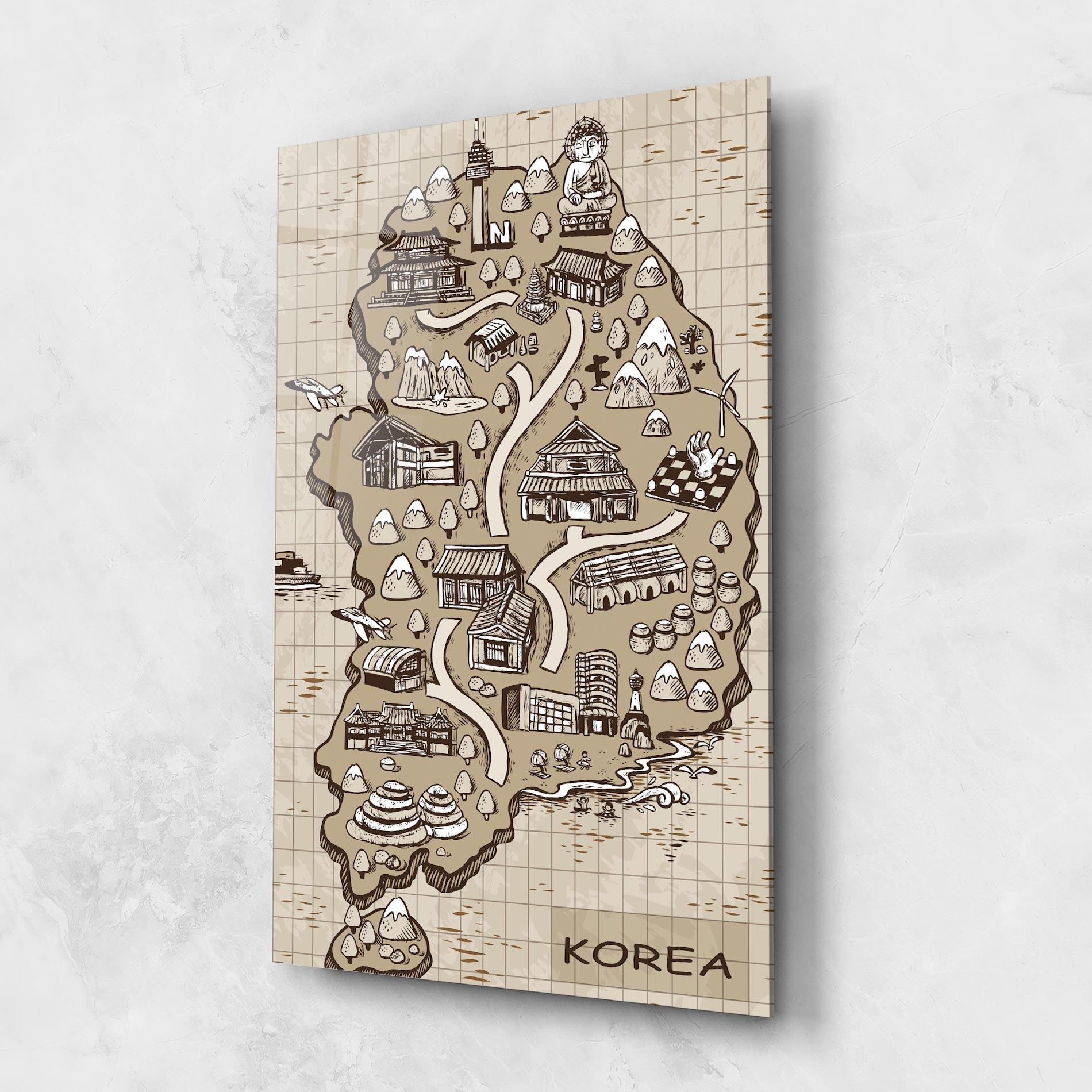 Стъклена картина Old Korea Map mockup 1