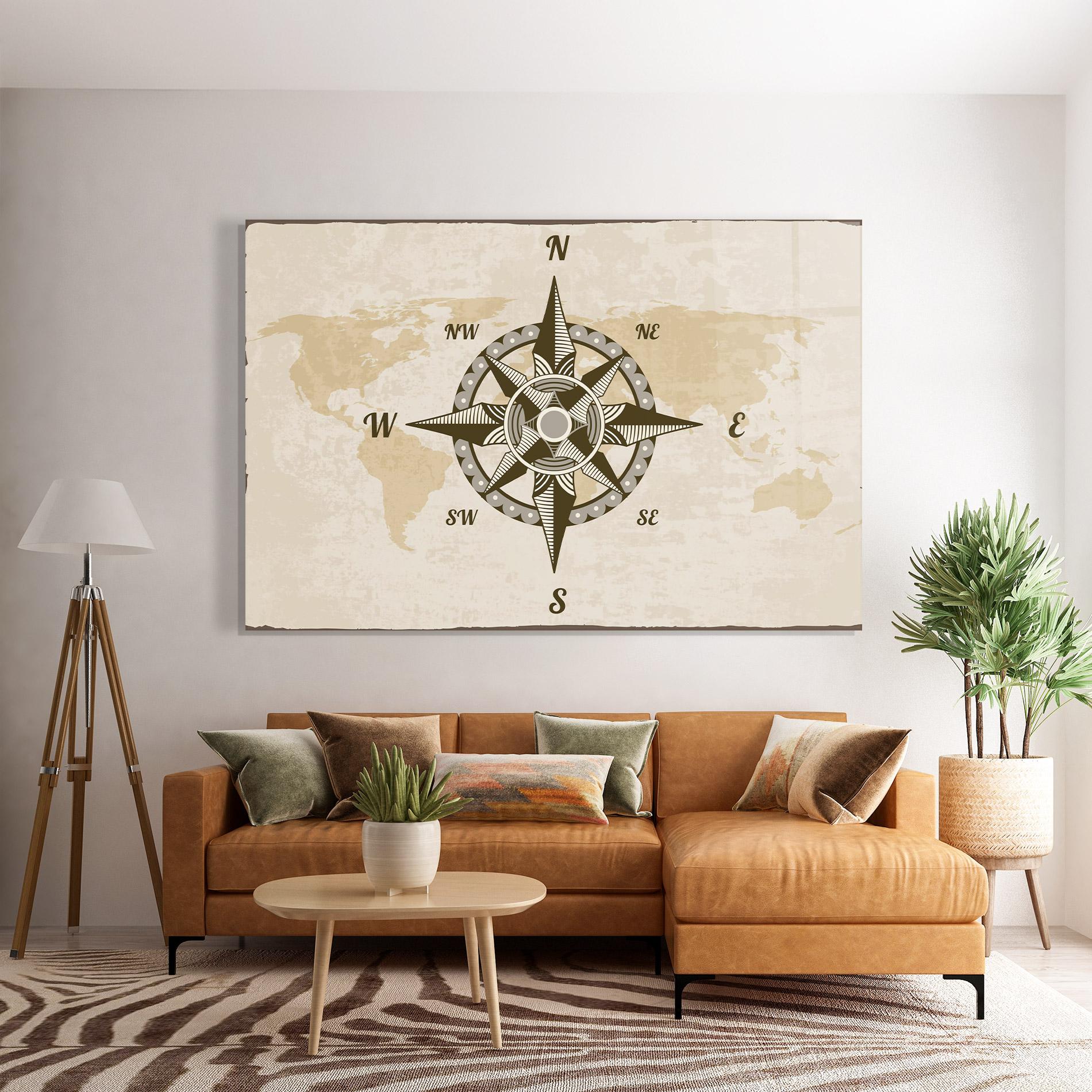 Стъклена картина Nautical Compass mockup 7