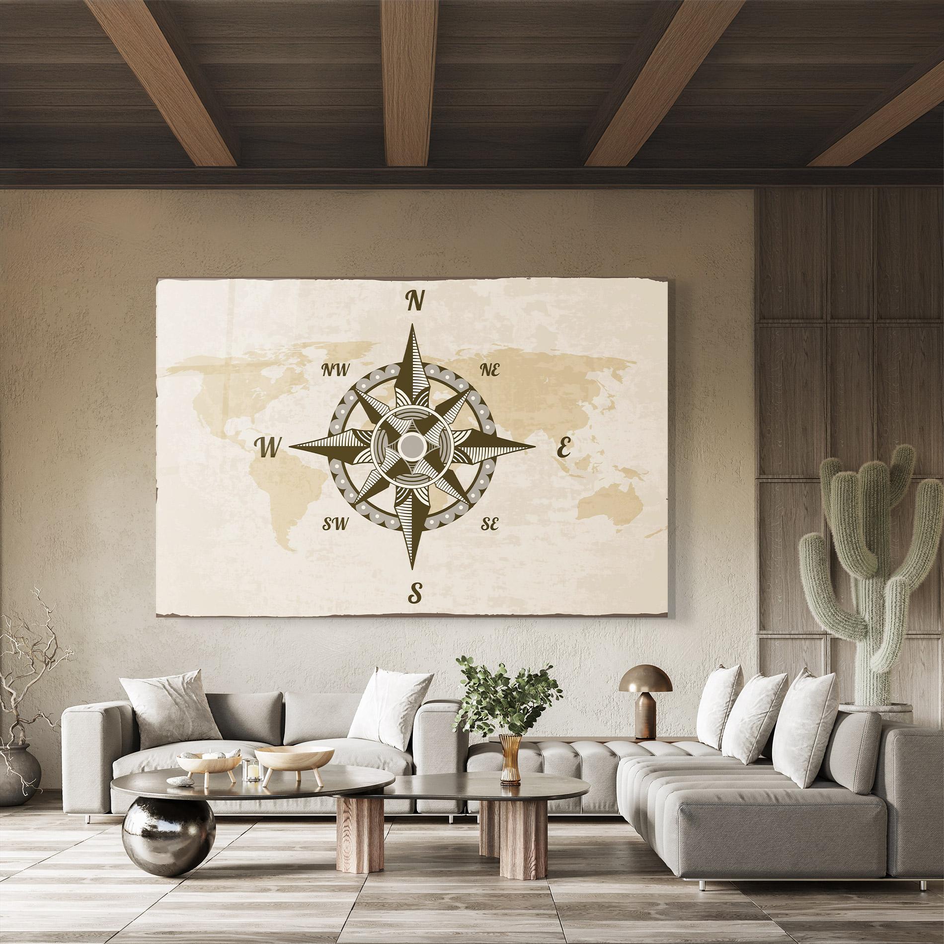 Стъклена картина Nautical Compass mockup 8
