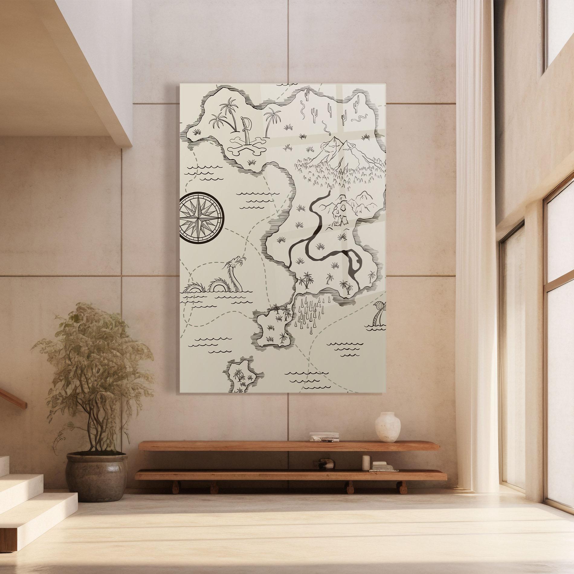 Стъклена картина Cream Island Map mockup 8