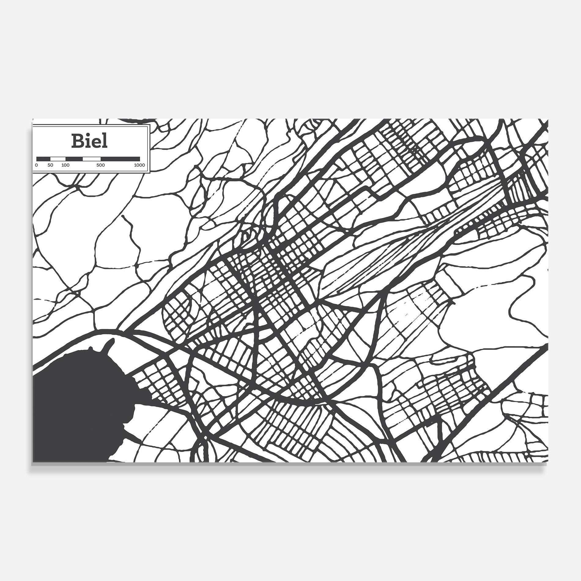 Стъклена картина Biel Map mockup 0