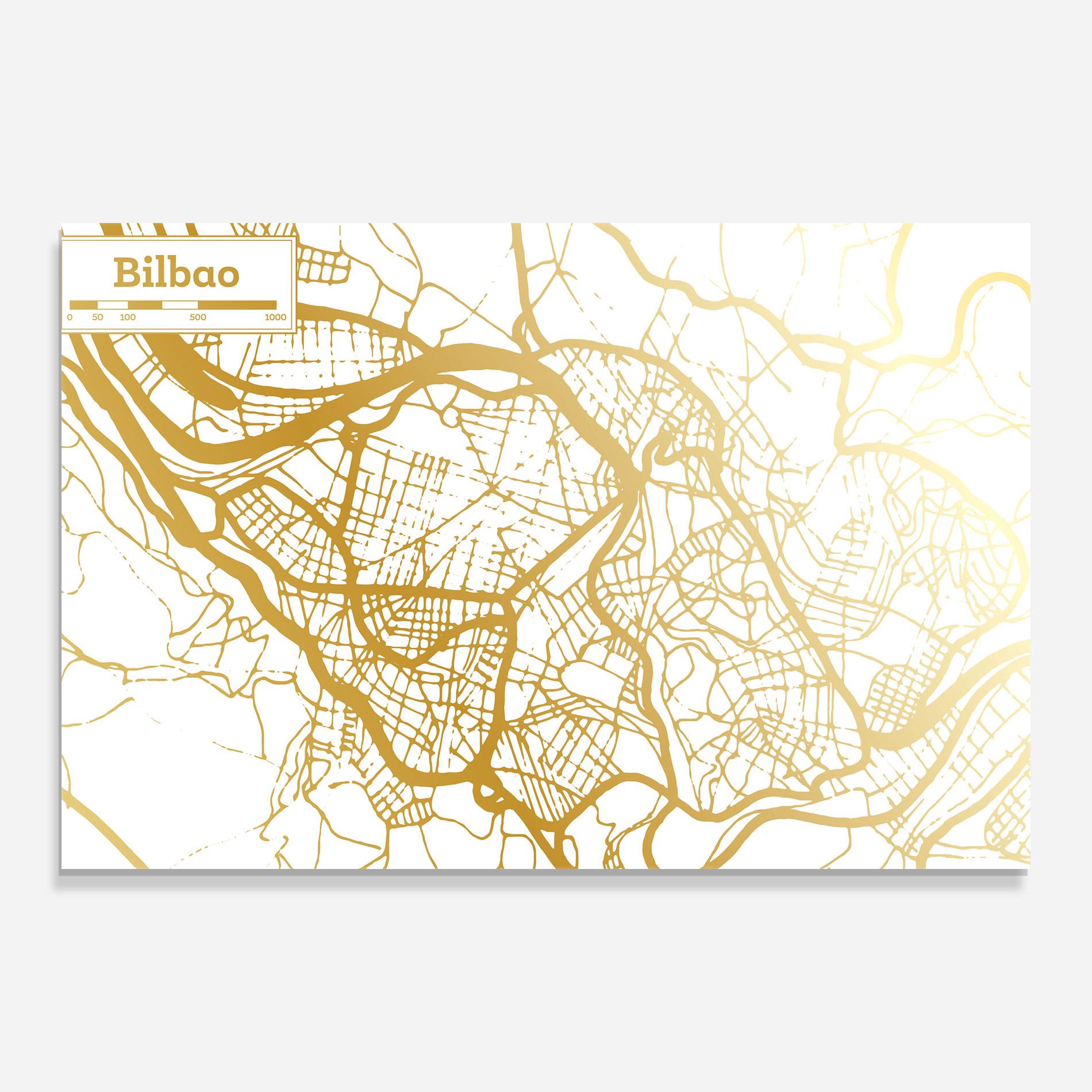 Стъклена картина Bilbao Gold Map mockup 0