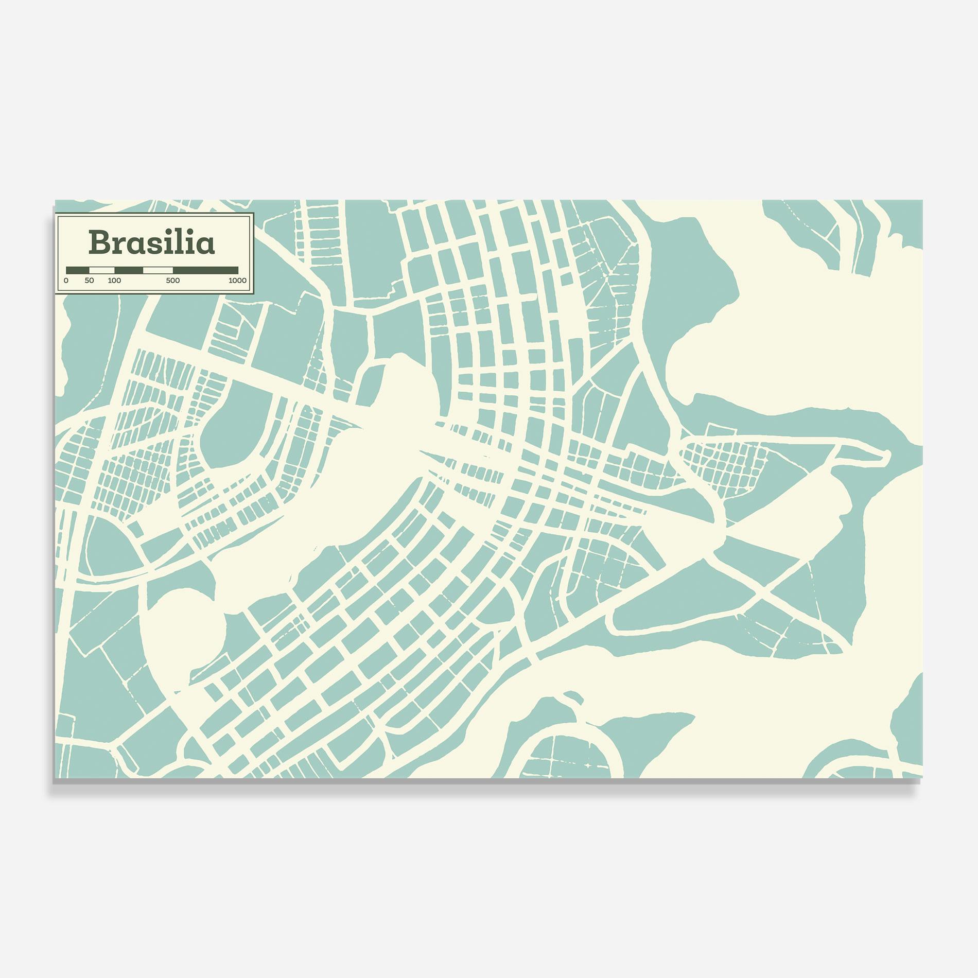 Стъклена картина Brasilia Map mockup 0