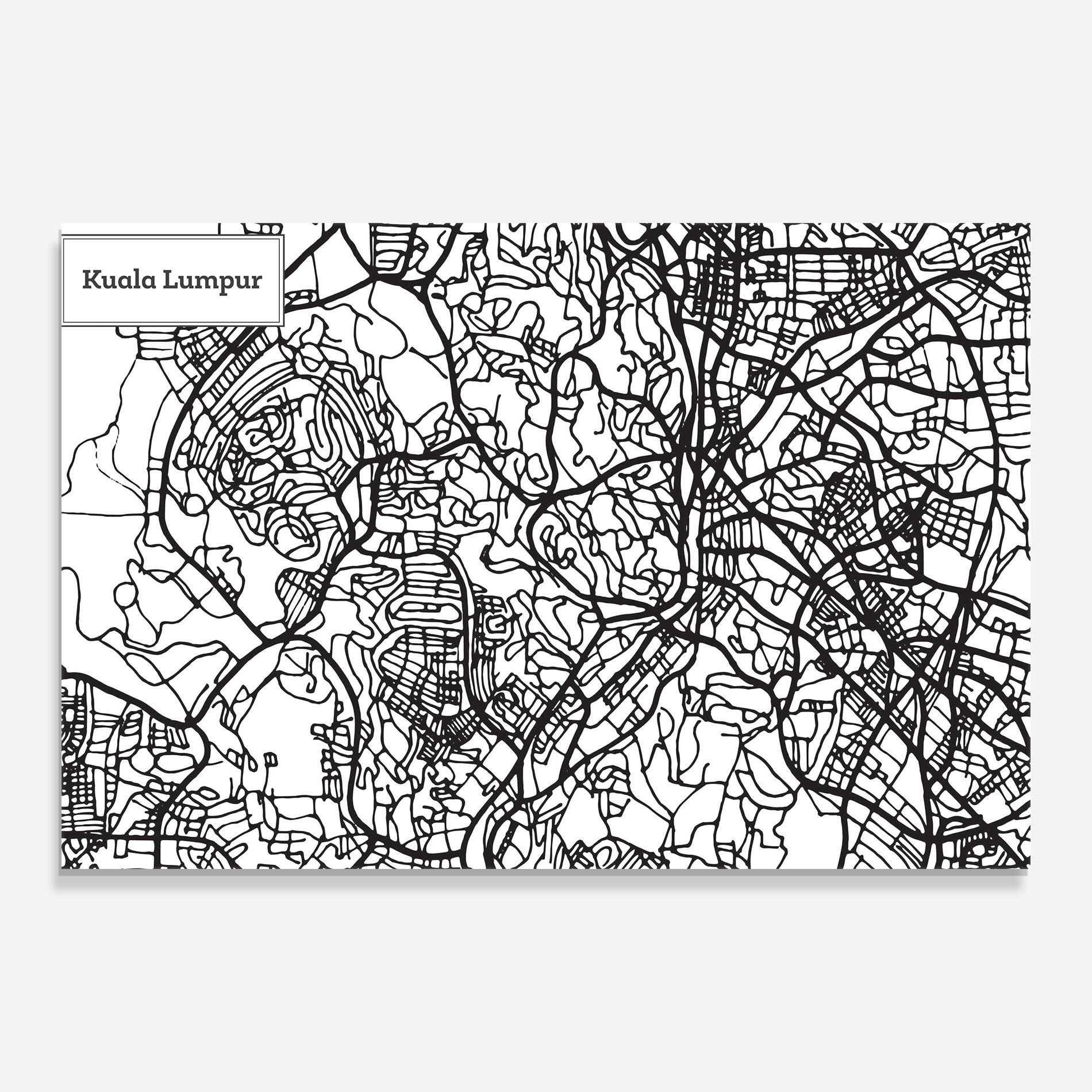 Стъклена картина Kuala Lumpur Map mockup 0