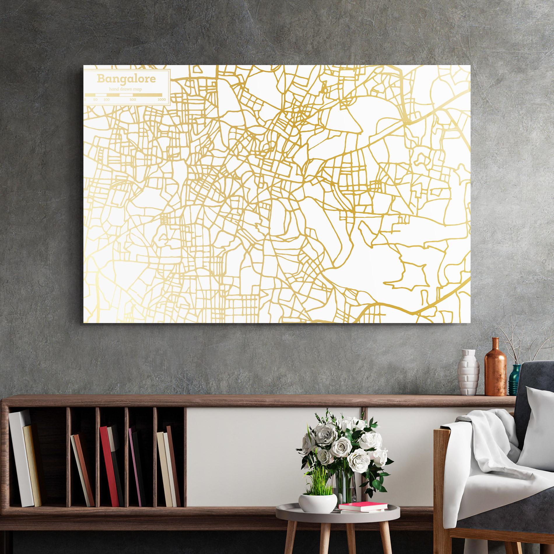 Стъклена картина Bangalore Map mockup 2