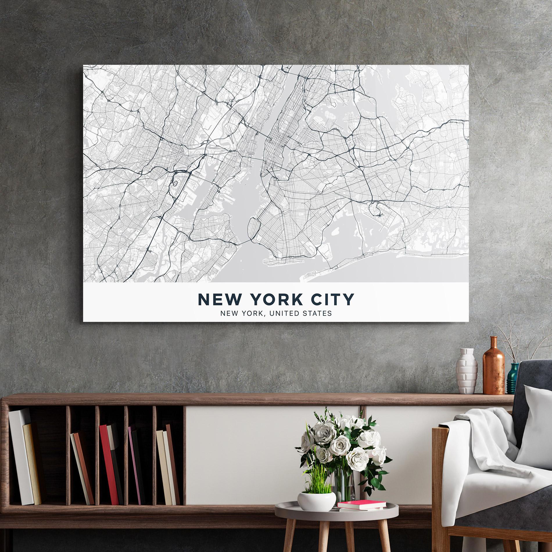 Стъклена картина New York Map mockup 2