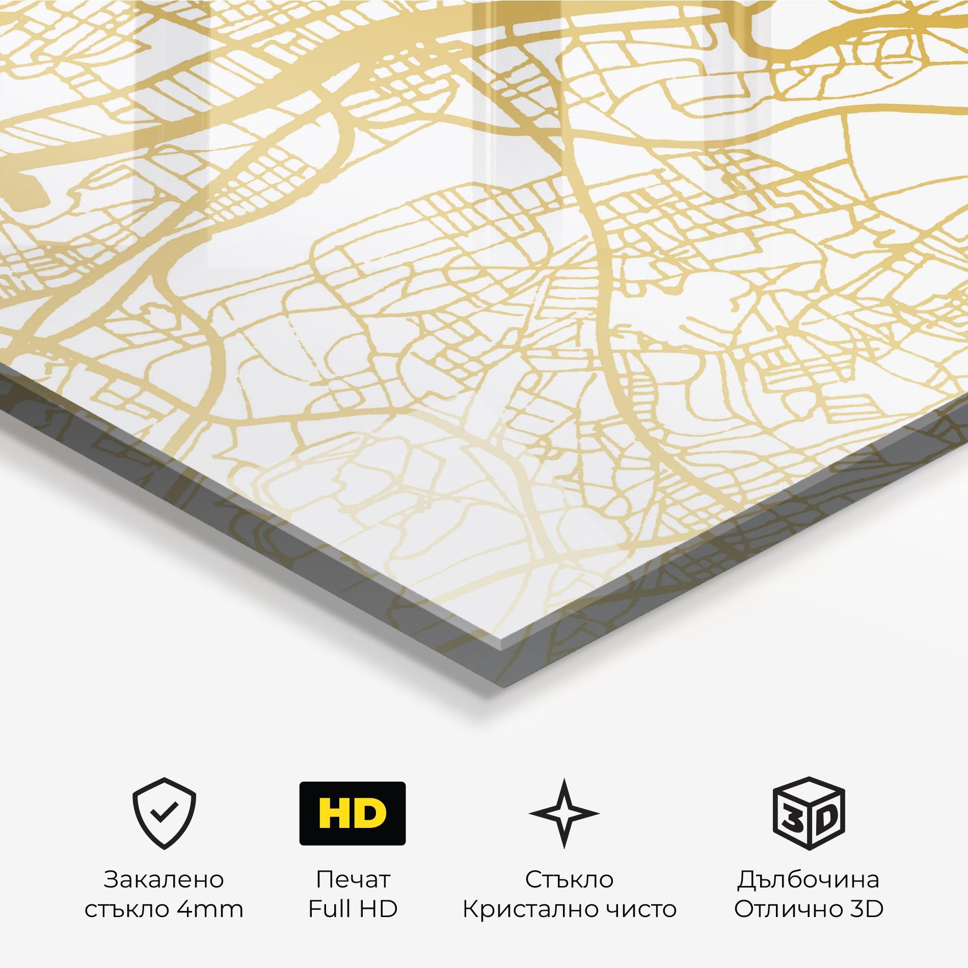 Стъклена картина Glasgow Gold Map mockup 3