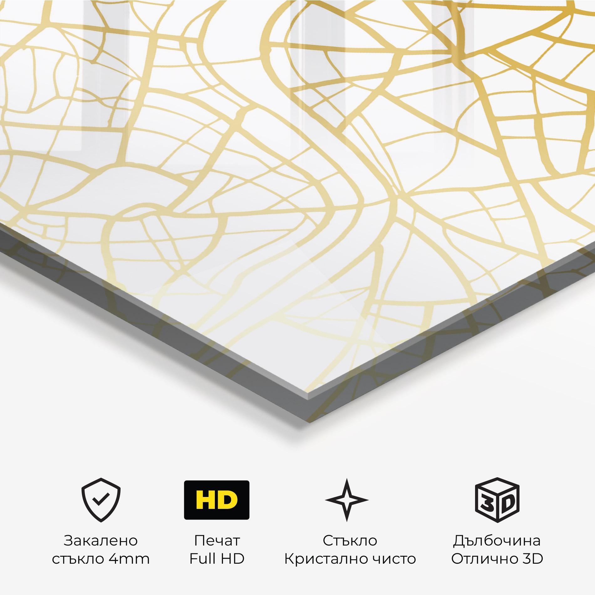 Стъклена картина London Gold Map mockup 3