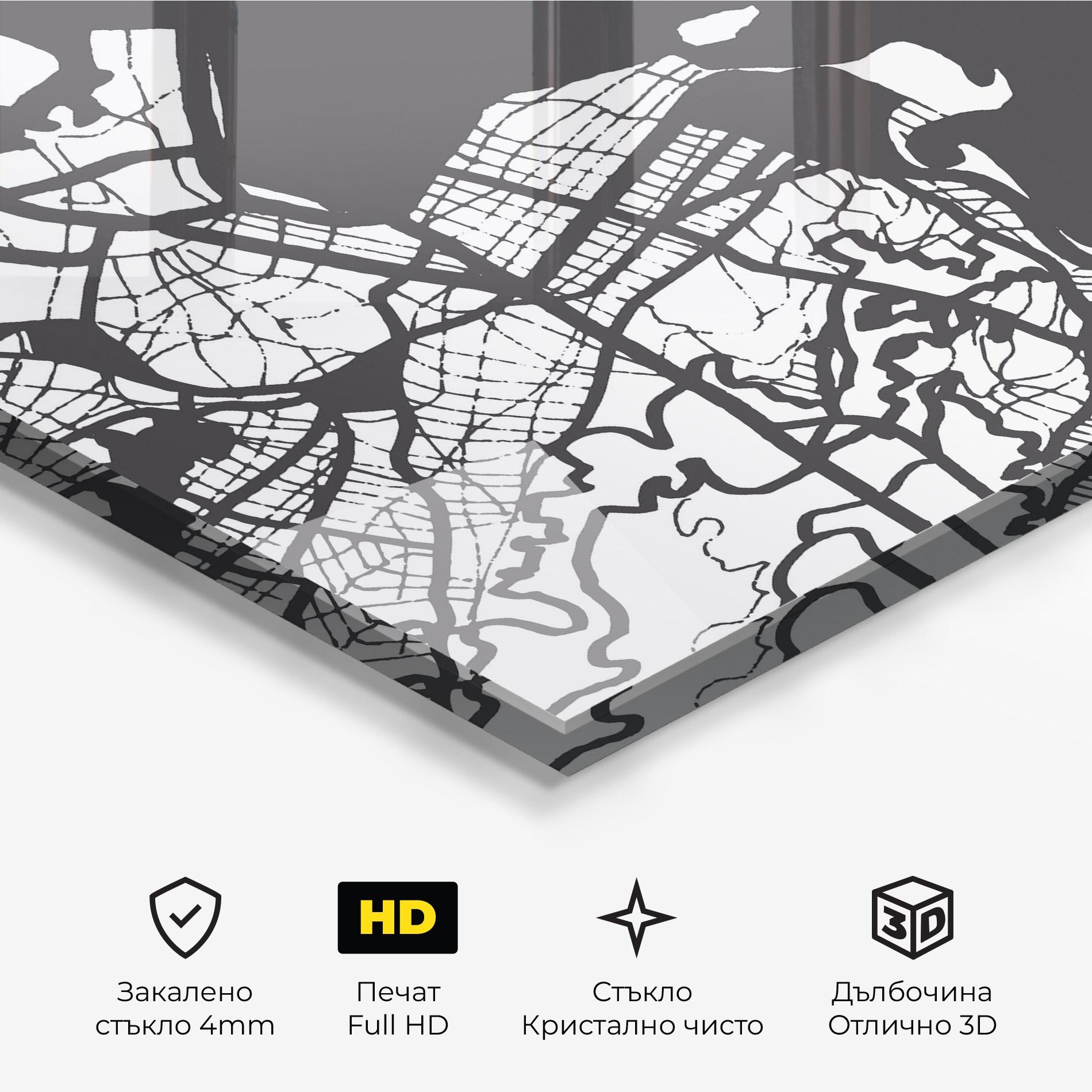 Стъклена картина Rio De Janeiro Map mockup 3