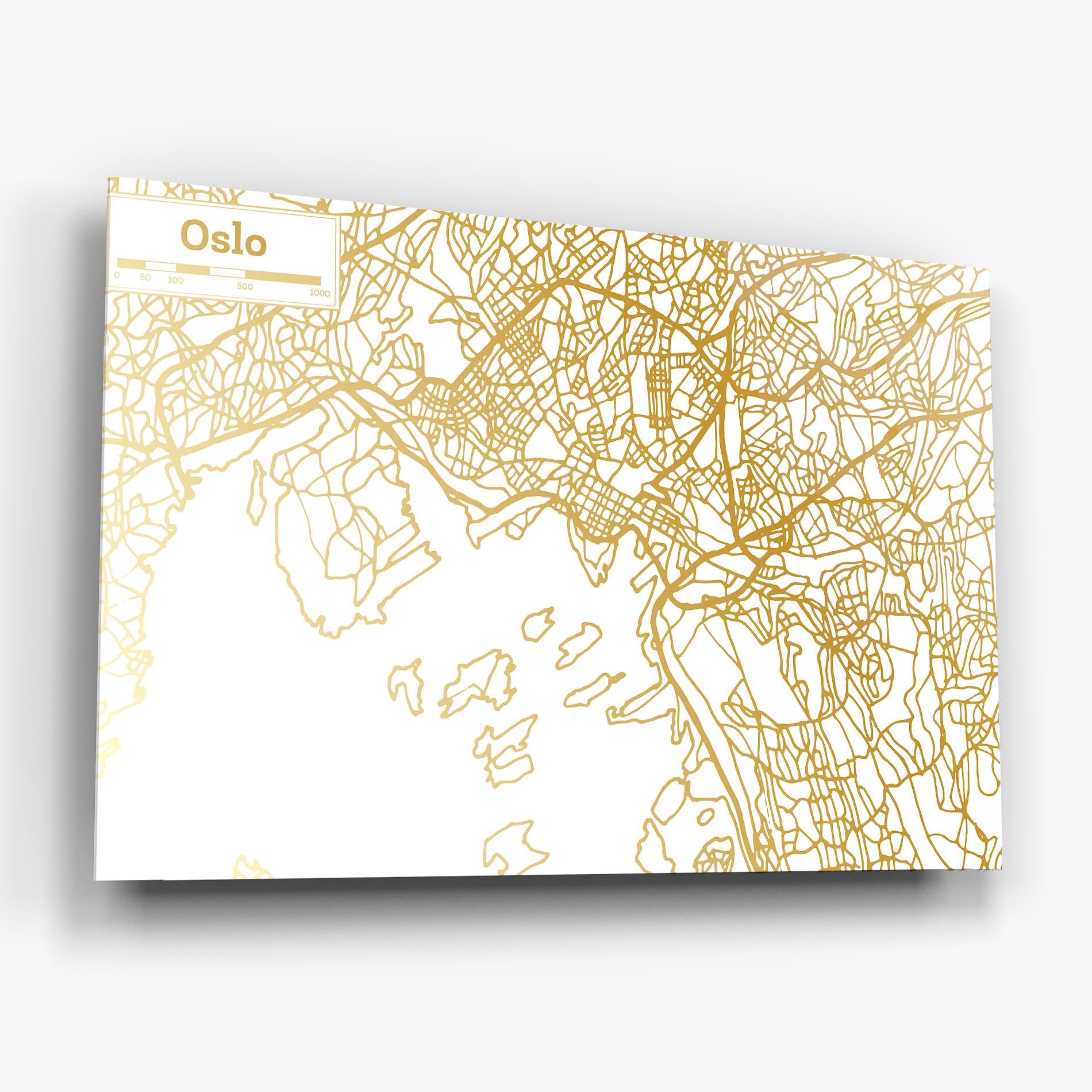 Стъклена картина Oslo Gold Map mockup 6