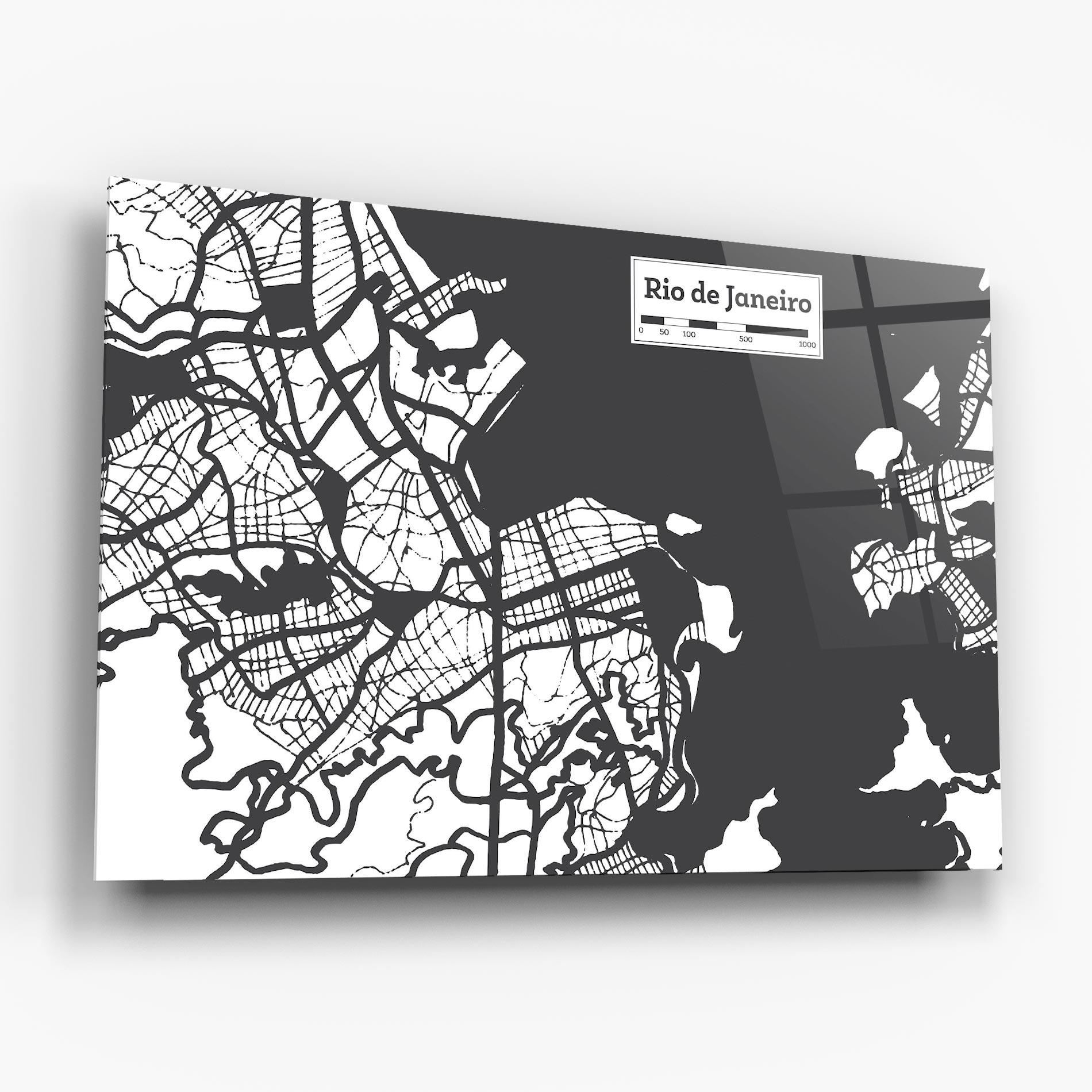Стъклена картина Rio De Janeiro Map mockup 6