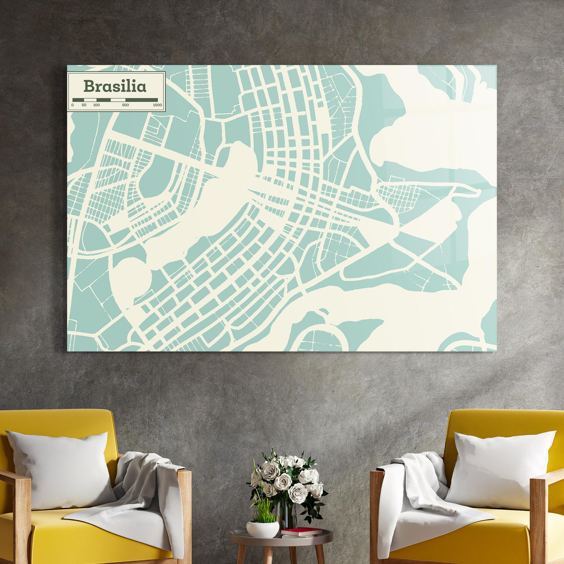 Стъклена картина Brasilia Map mockup 4