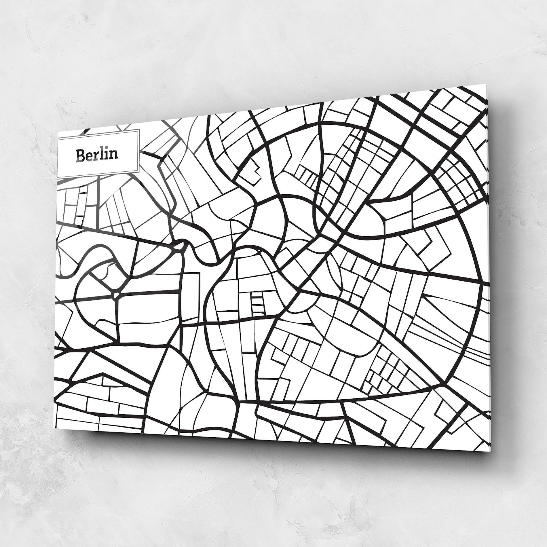 Стъклена картина Berlin Map mockup 1