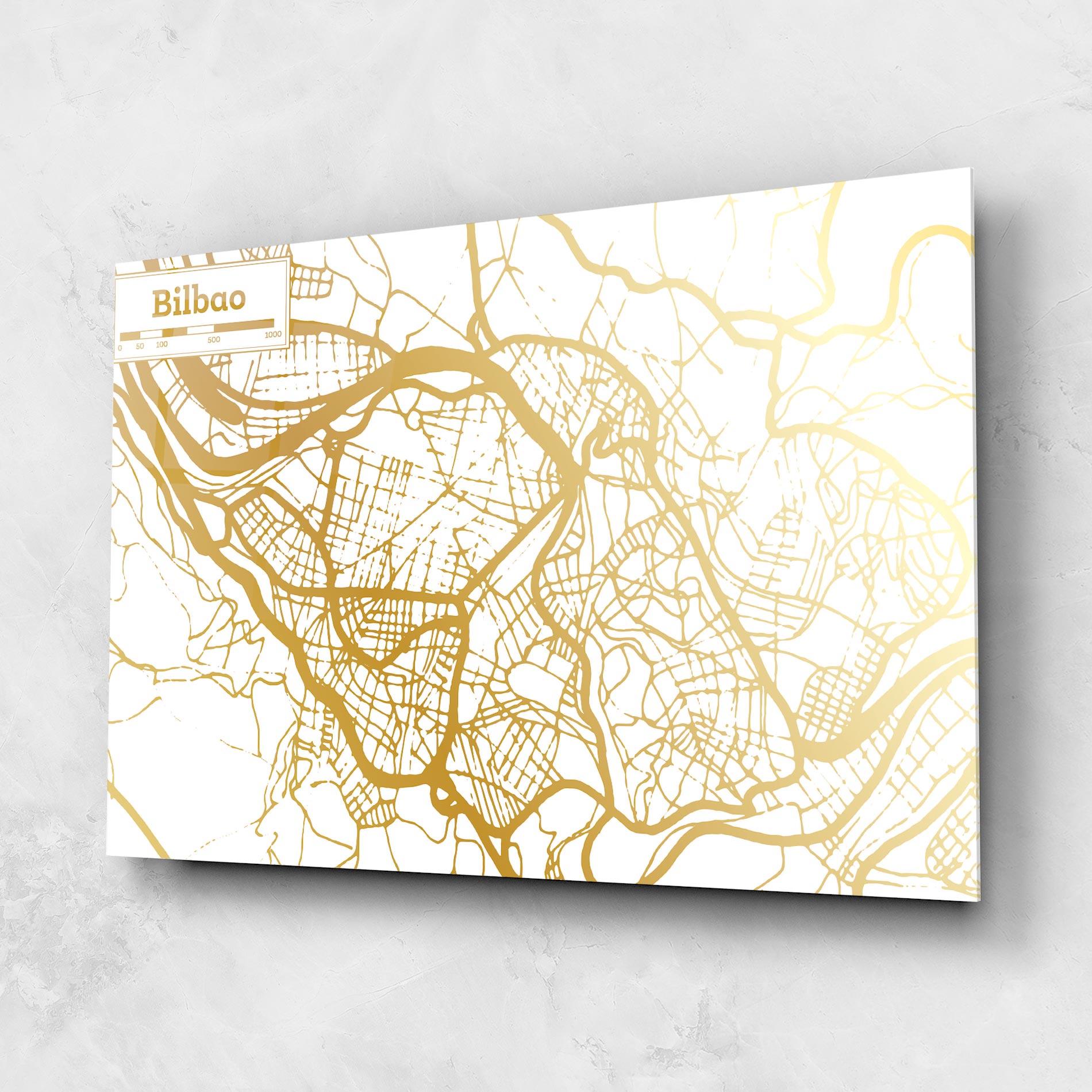 Стъклена картина Bilbao Gold Map mockup 1