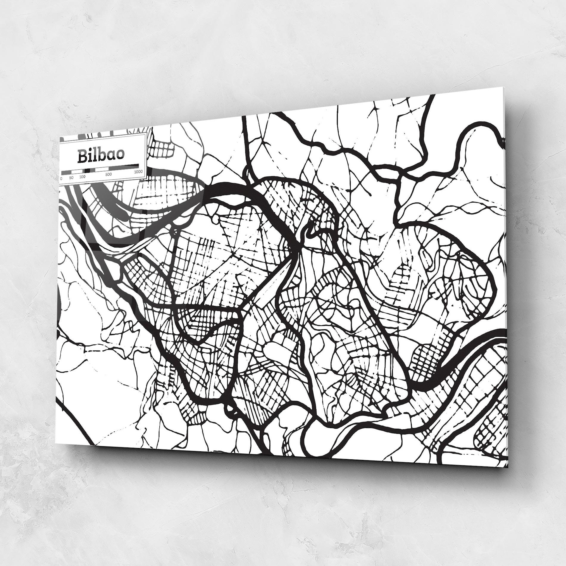 Стъклена картина Bilbao Map mockup 1