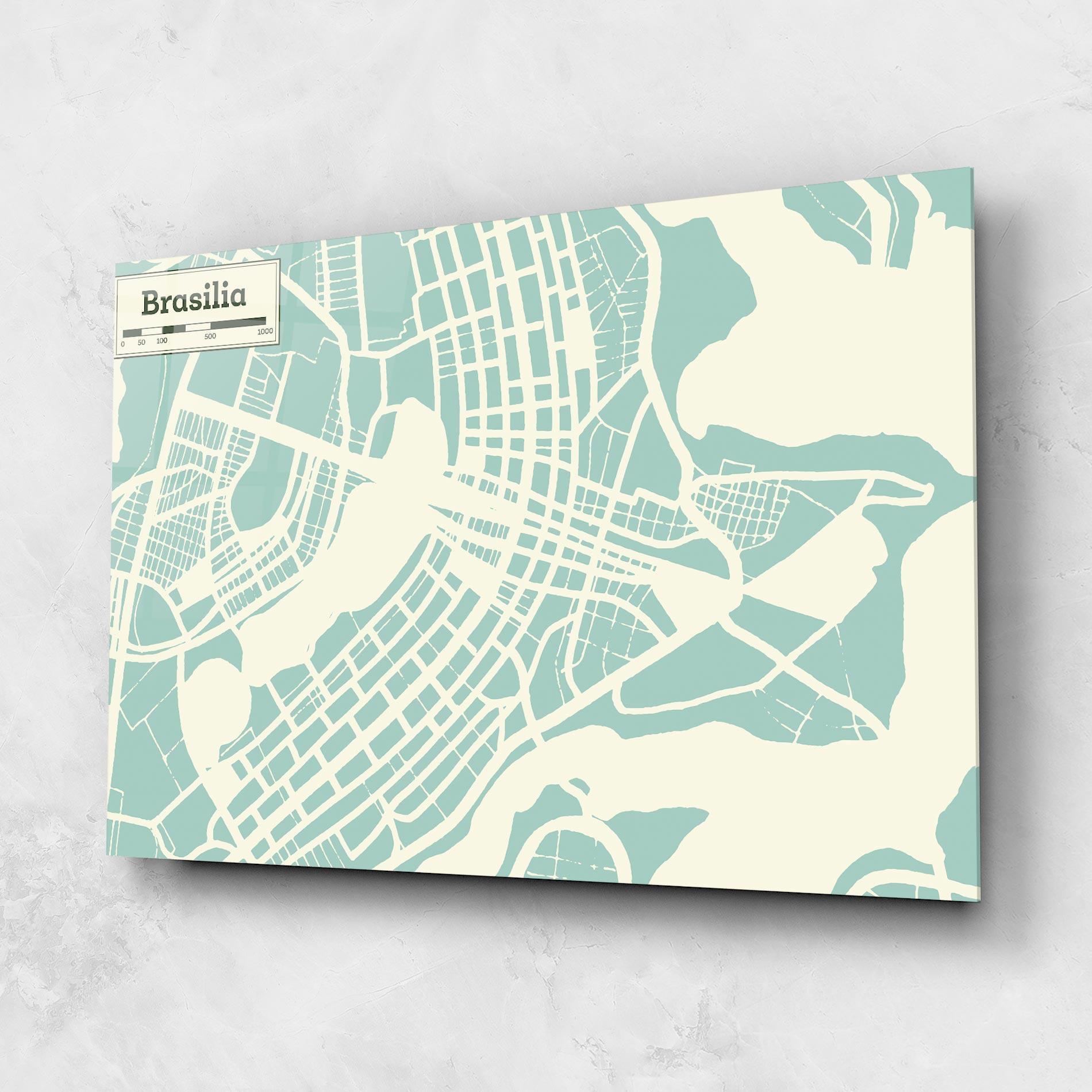 Стъклена картина Brasilia Map mockup 1