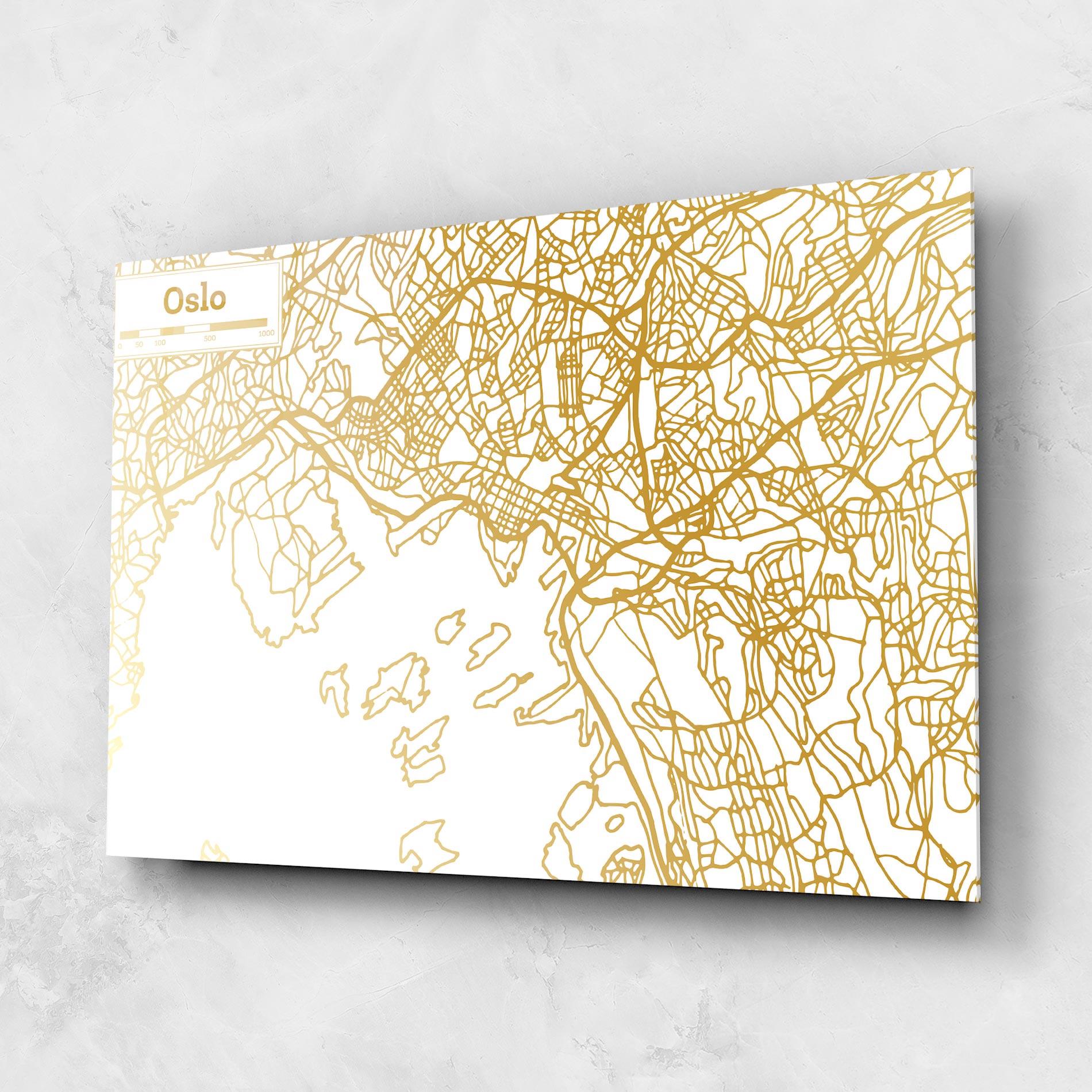 Стъклена картина Oslo Gold Map mockup 1