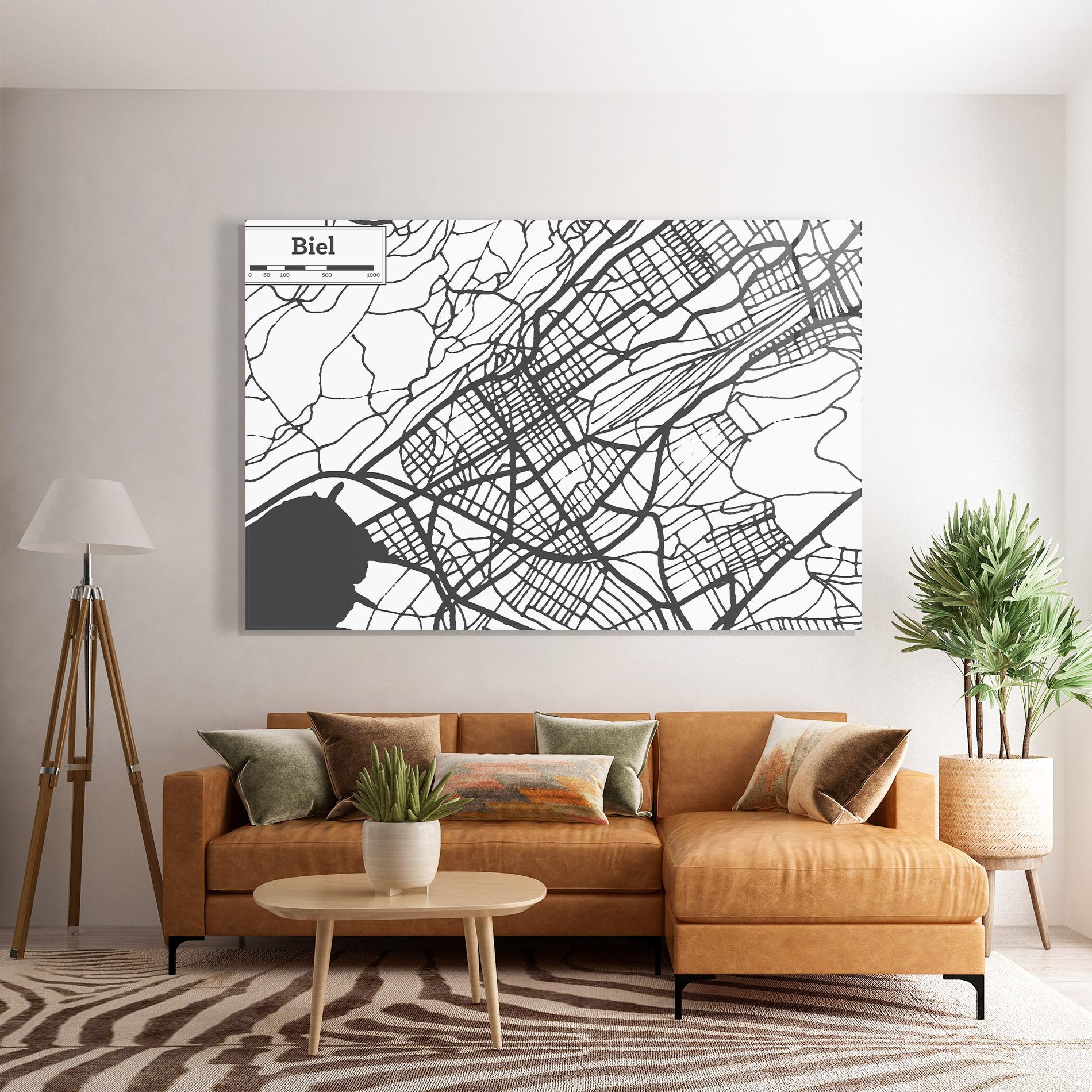 Стъклена картина Biel Map mockup 7