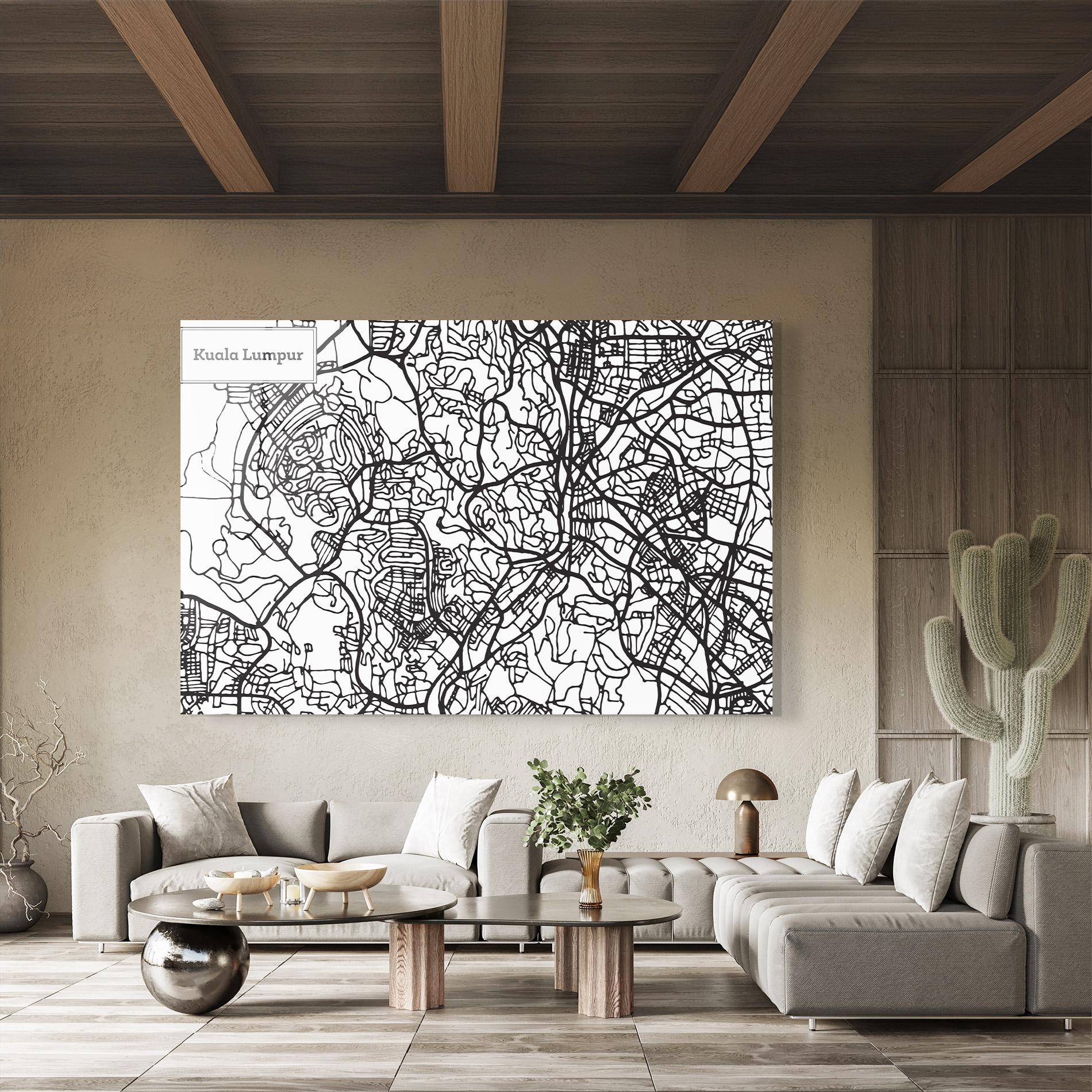 Стъклена картина Kuala Lumpur Map mockup 8