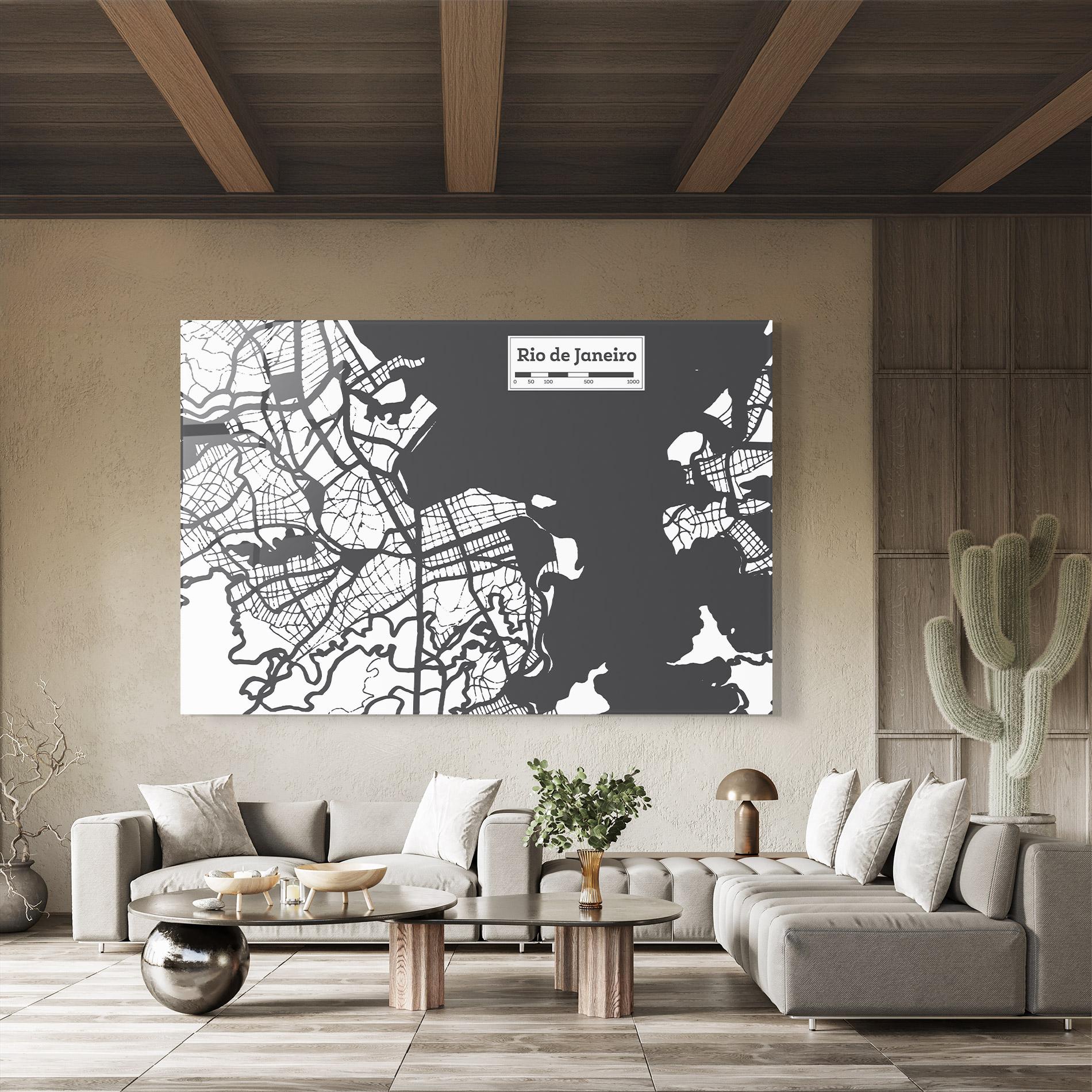 Стъклена картина Rio De Janeiro Map mockup 8