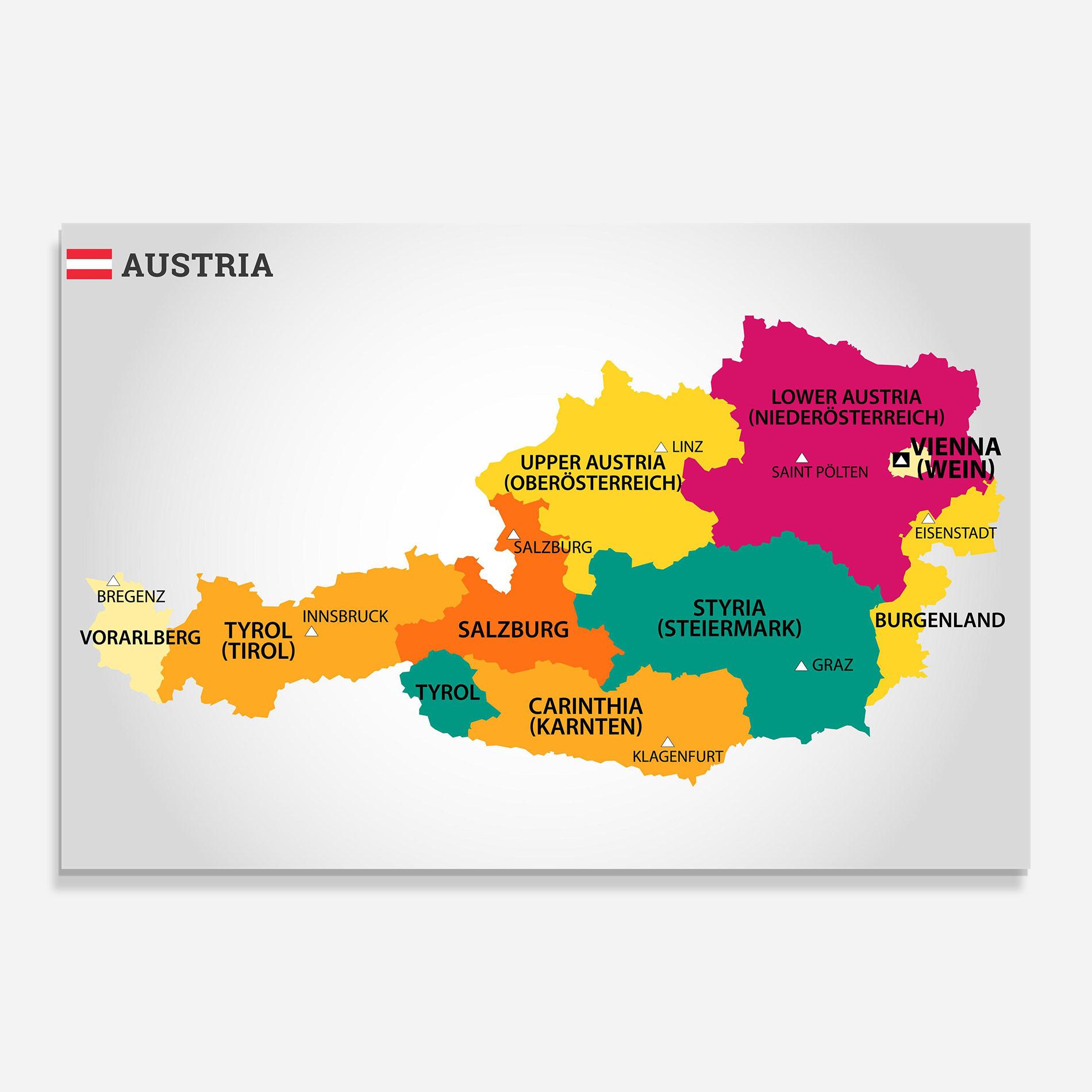 Стъклена картина Austria Color Map mockup 0