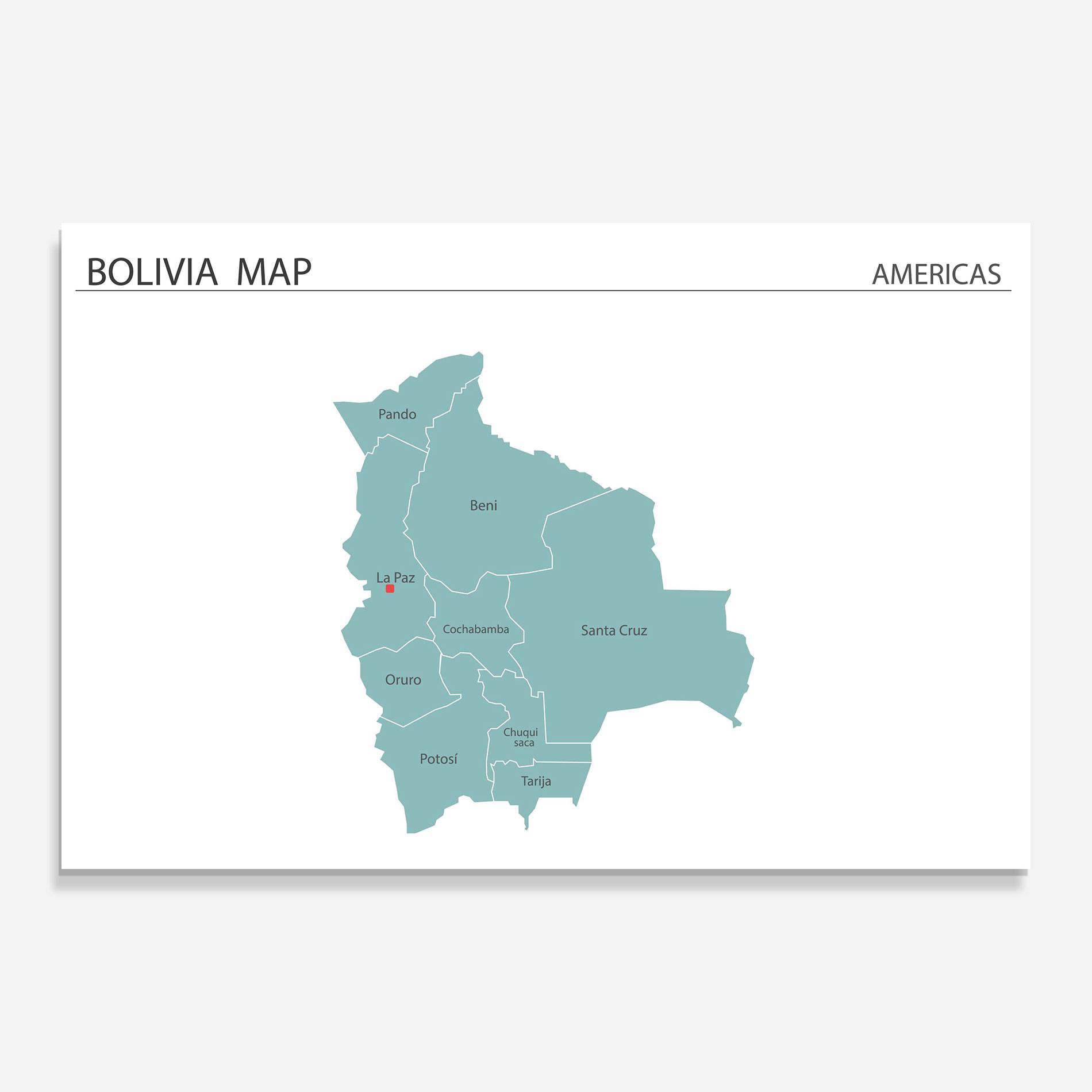 Стъклена картина Bolivia Map mockup 0
