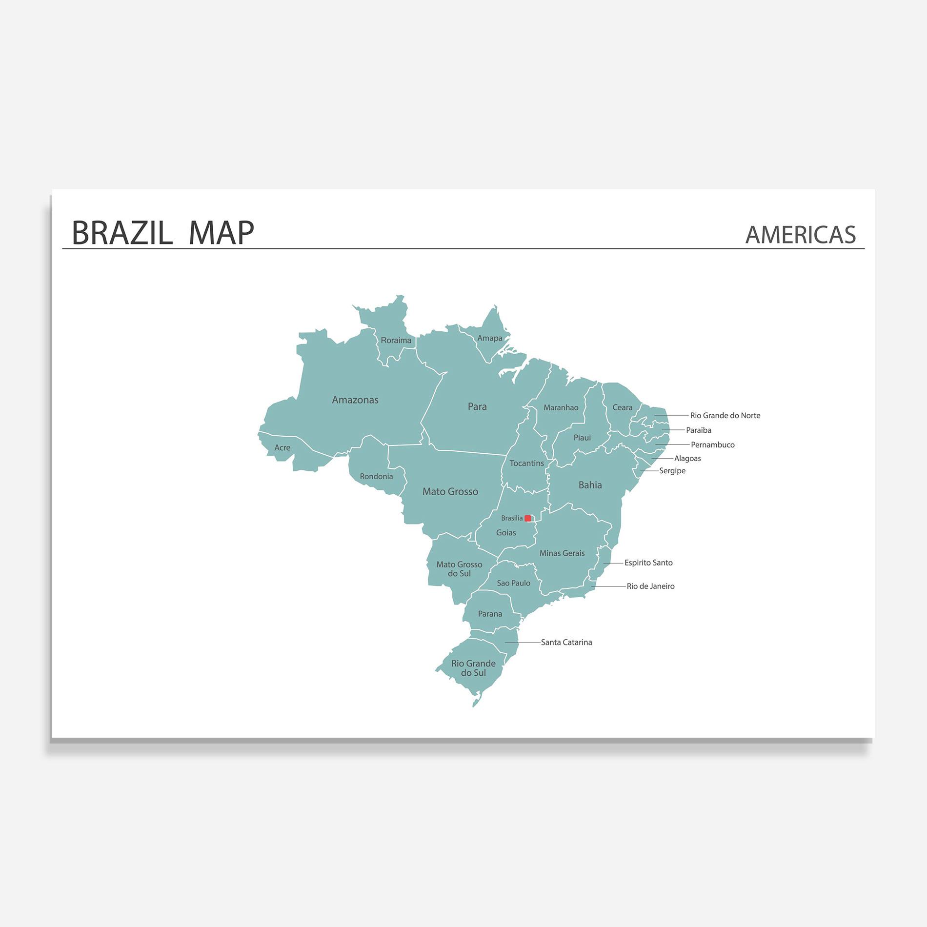 Стъклена картина Brazil Map mockup 0