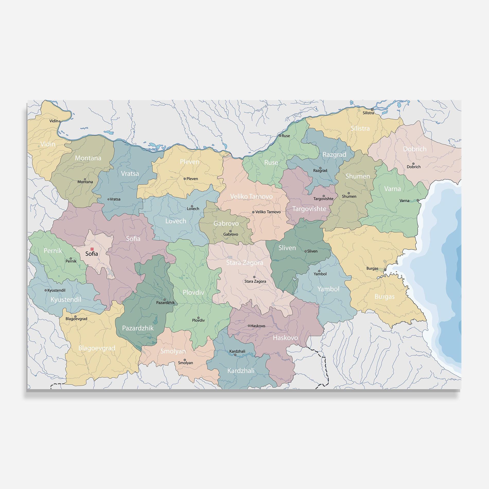 Стъклена картина Bulgaria Map mockup 0