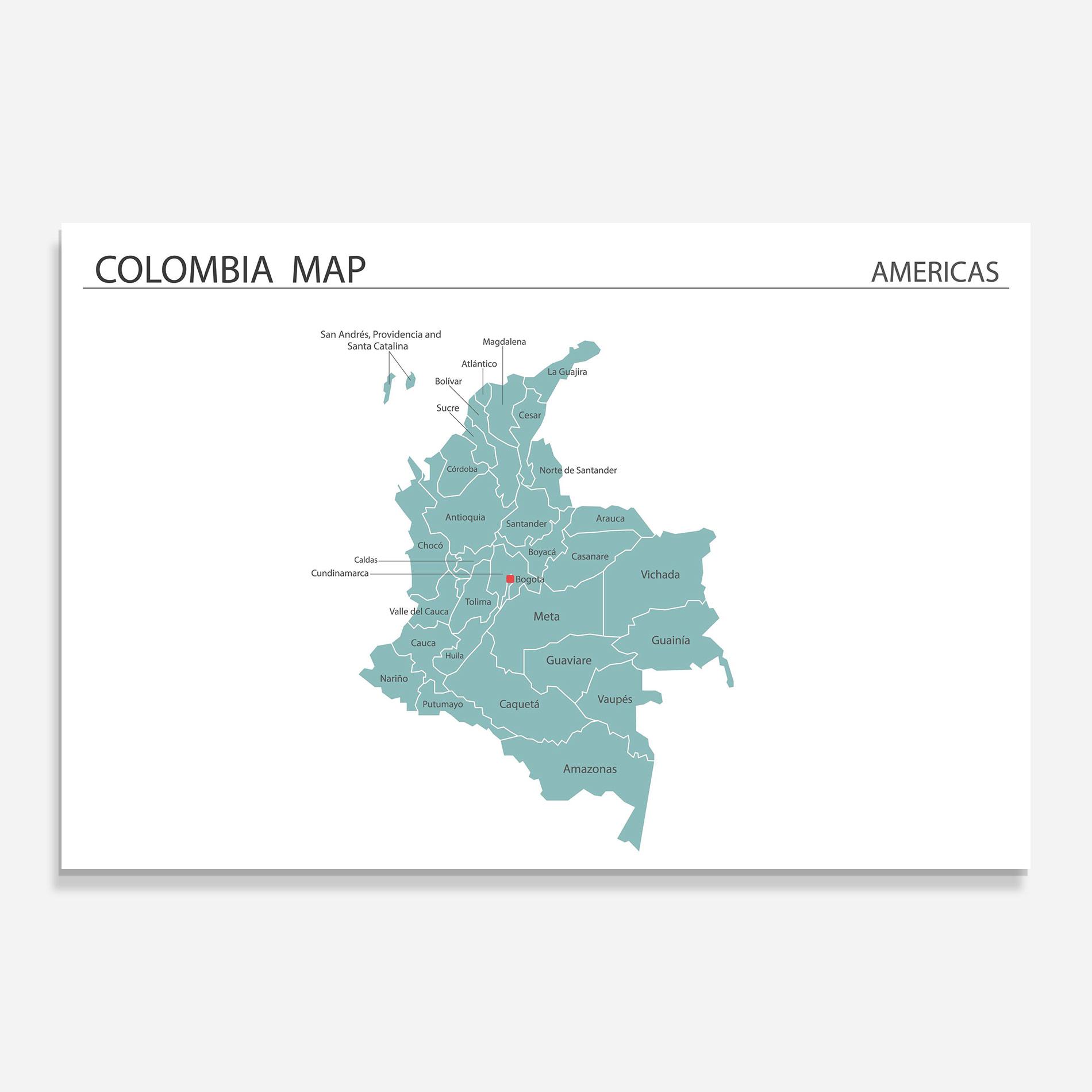 Стъклена картина Colombia Map mockup 0