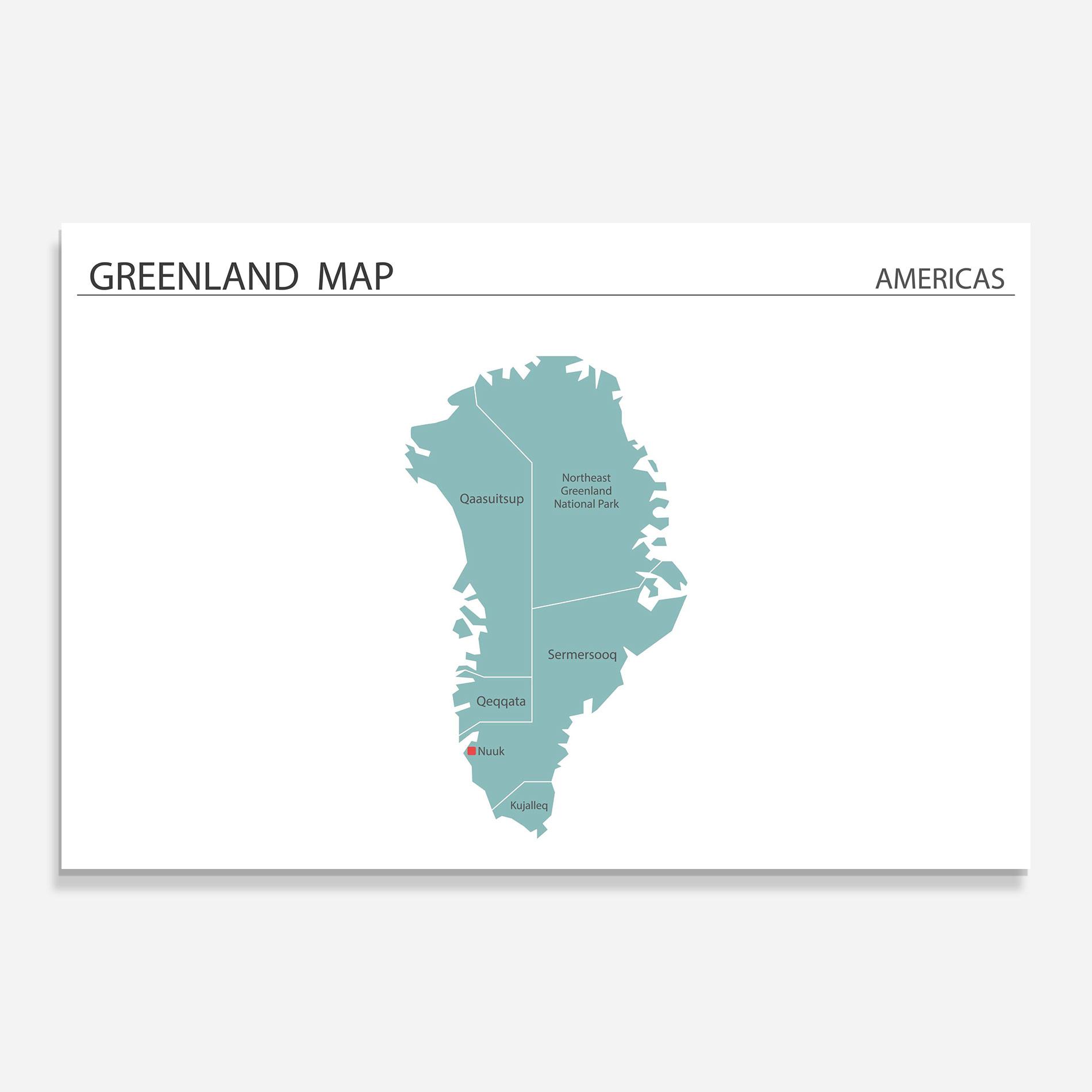 Стъклена картина Greenland Map mockup 0