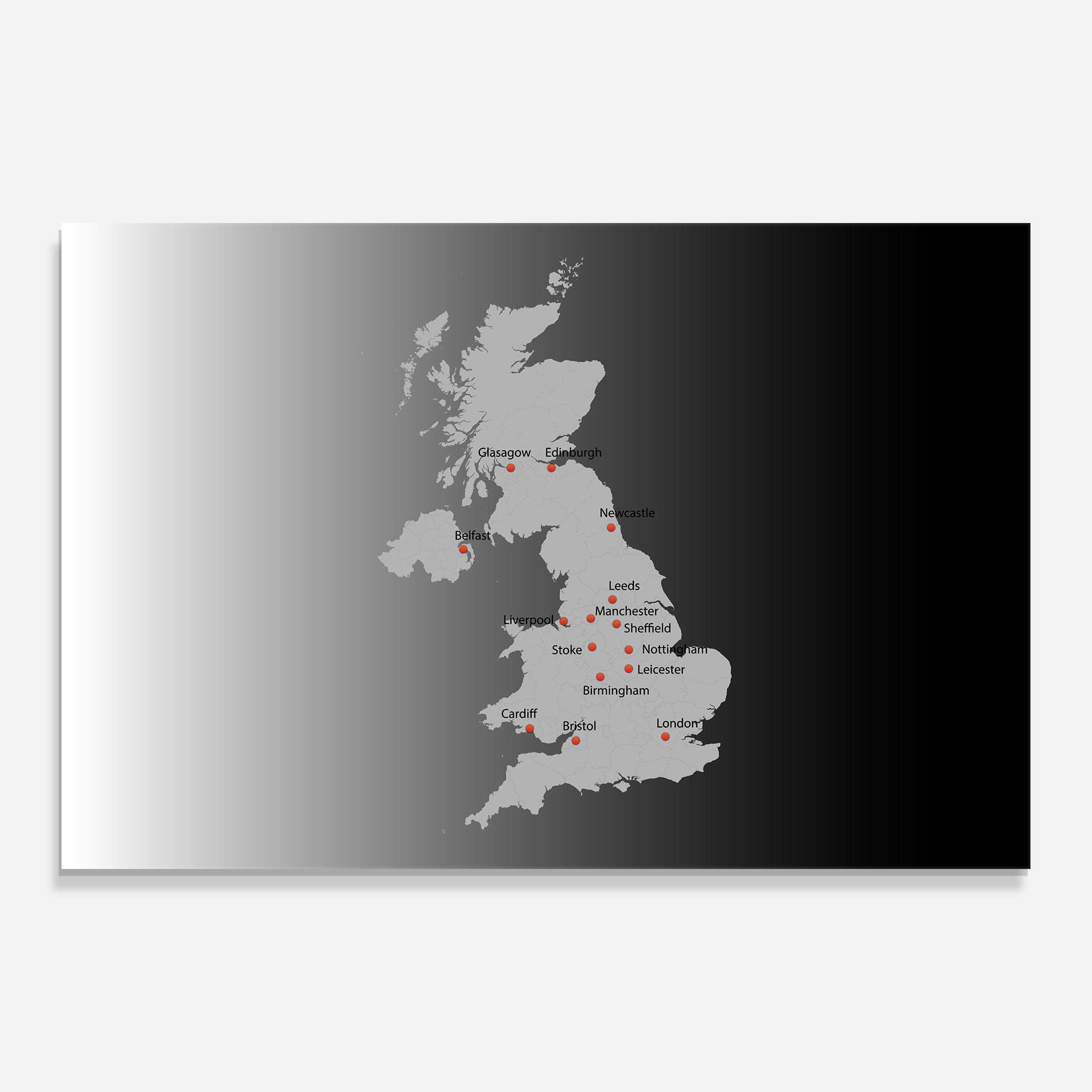 Стъклена картина Uk Map mockup 0