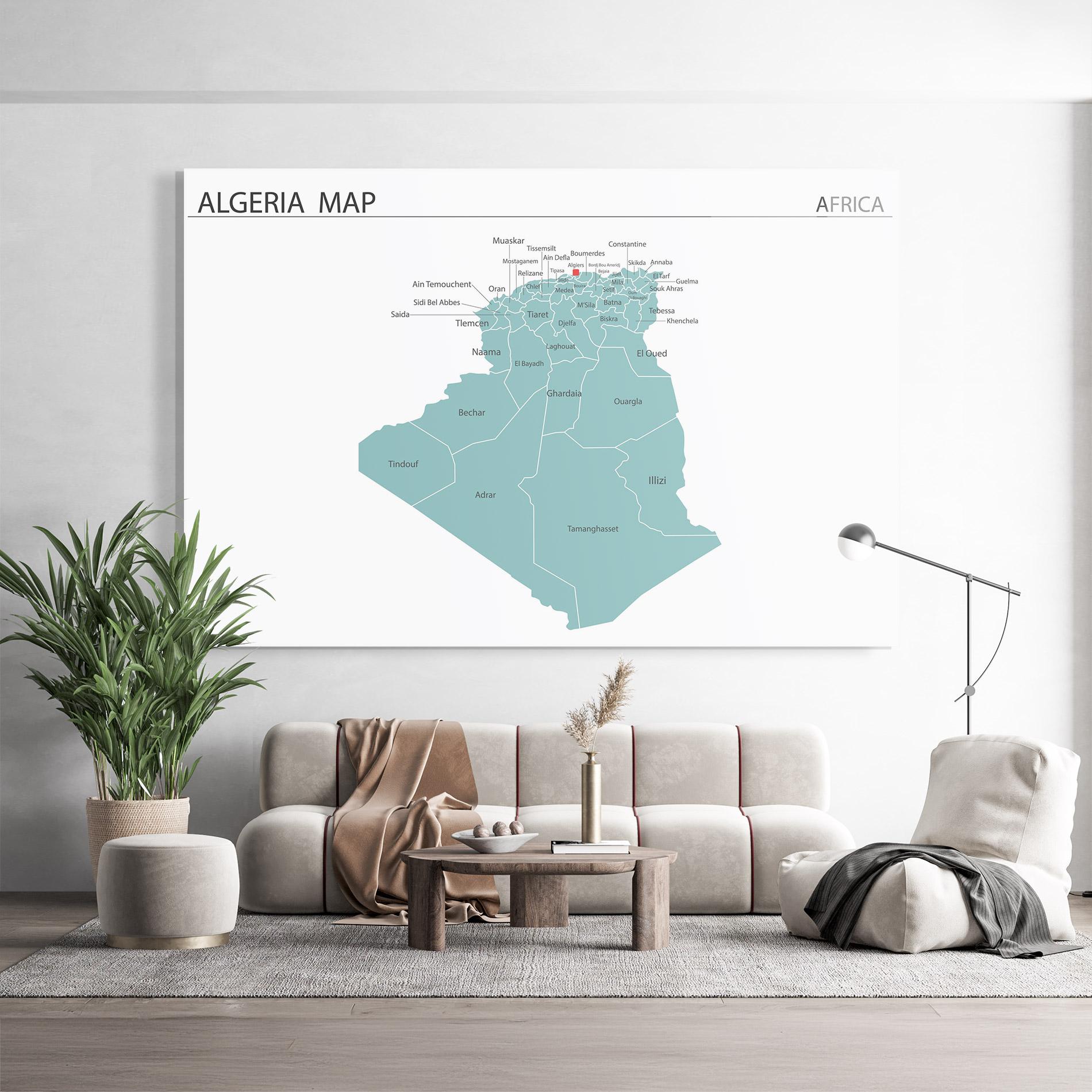 Стъклена картина Algeria Map mockup 9