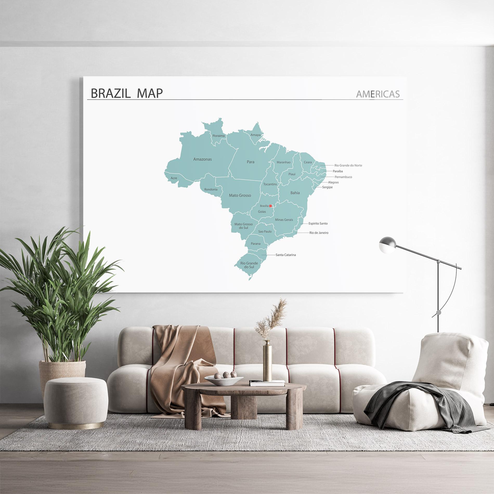 Стъклена картина Brazil Map mockup 9