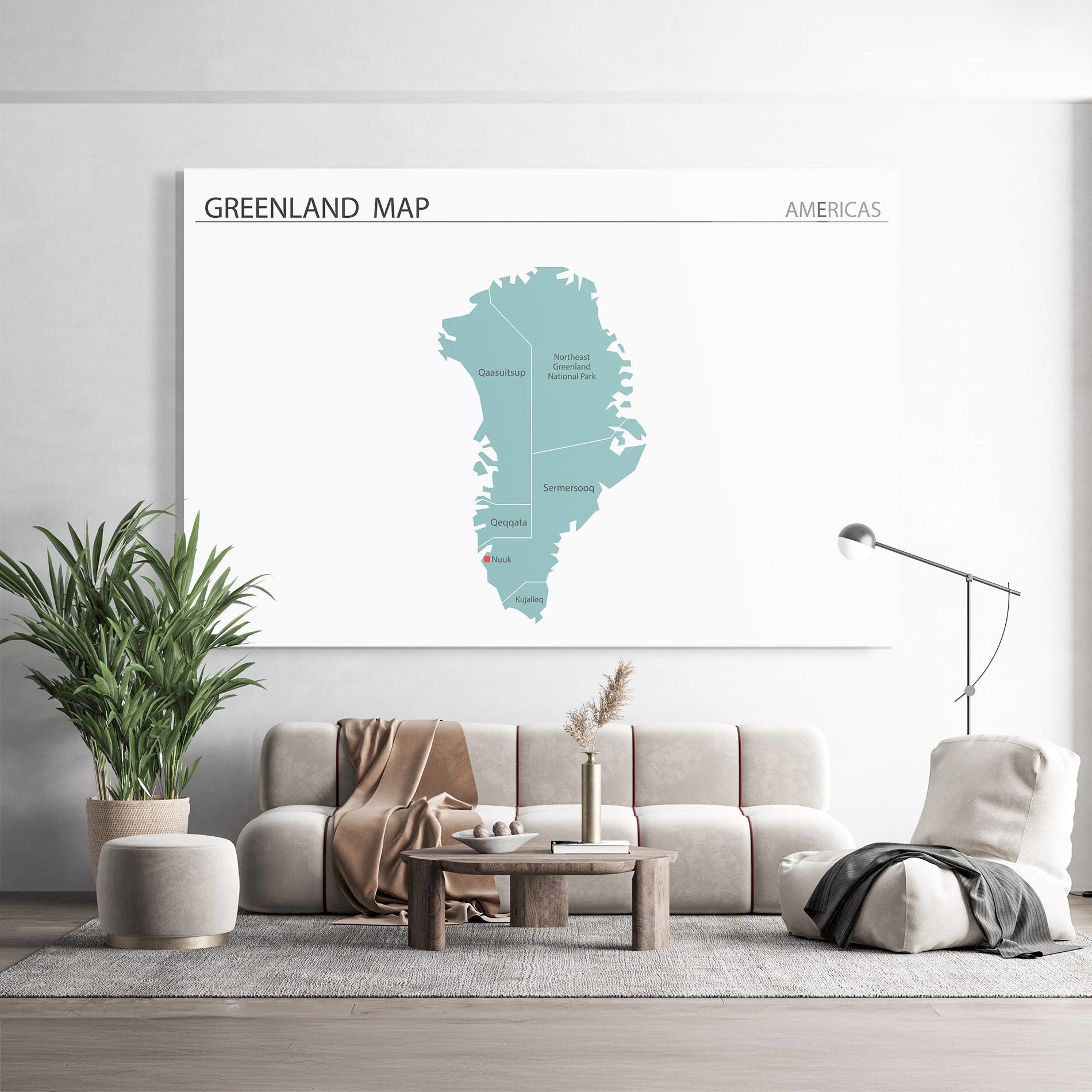 Стъклена картина Greenland Map mockup 9