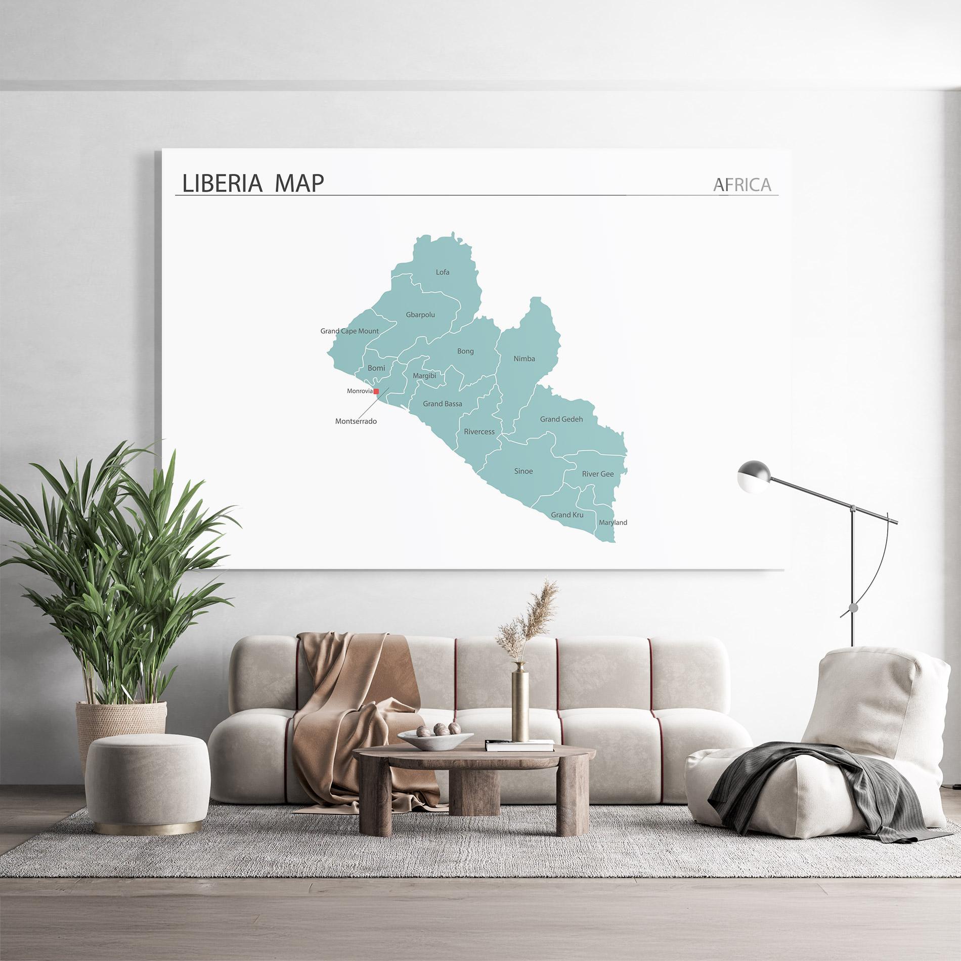 Стъклена картина Liberia Map mockup 9