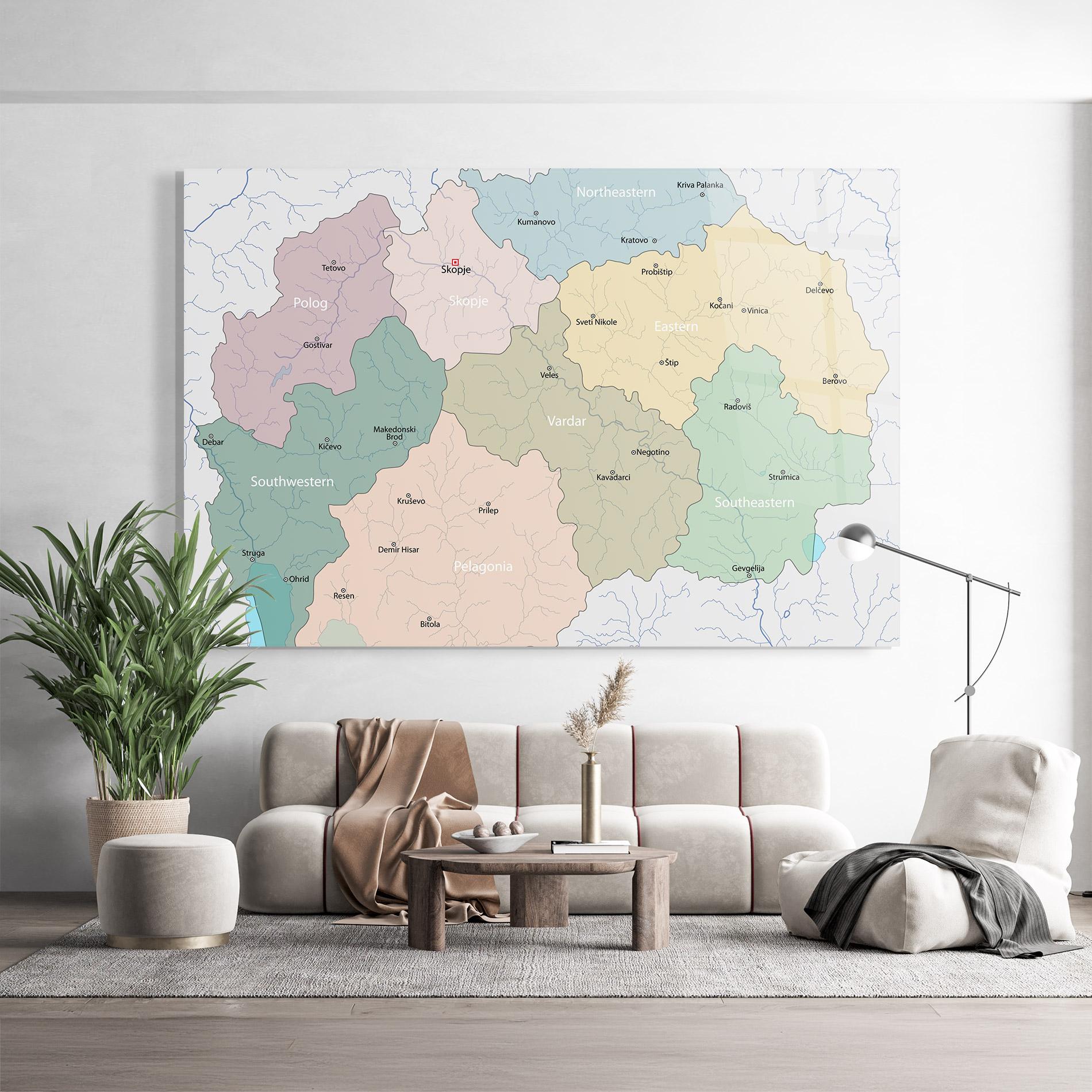 Стъклена картина North Macedonia Map mockup 9