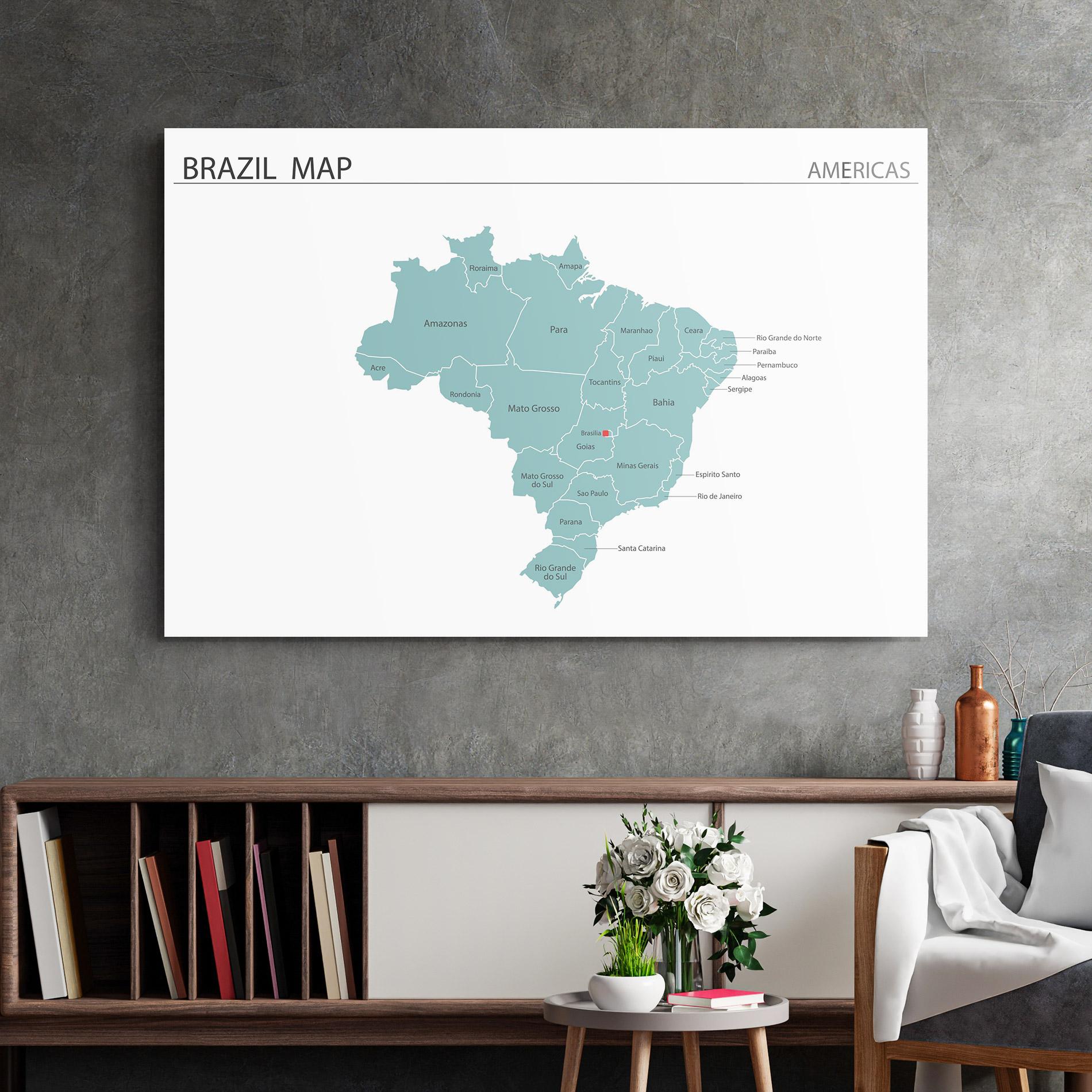 Стъклена картина Brazil Map mockup 2